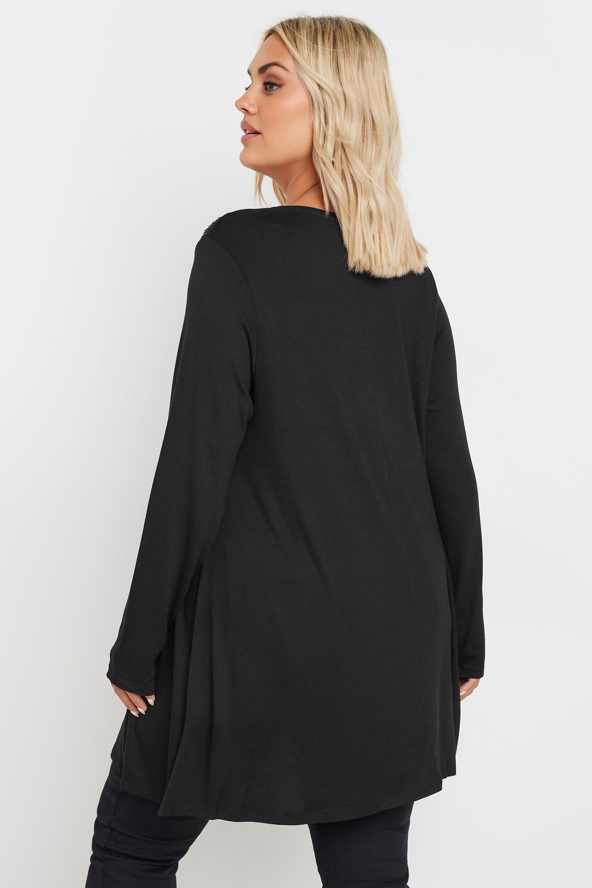 Büyük Beden V Yaka Taş İşlemeli Uzun Kollu Bluz 302899