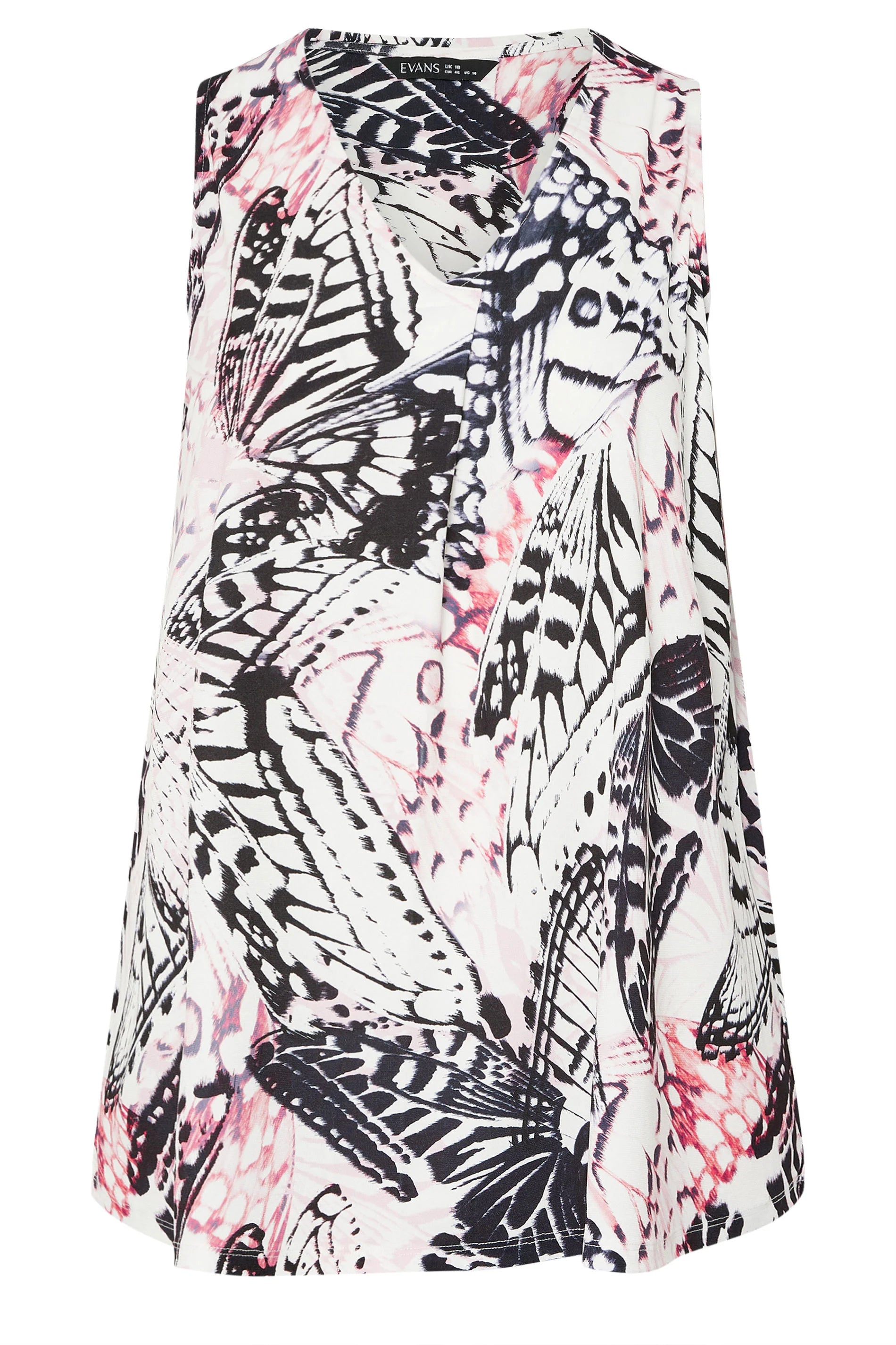 Büyük Beden V Yaka Sıfır Kol Desenli Asimetrik Kesim T-shirt 616291