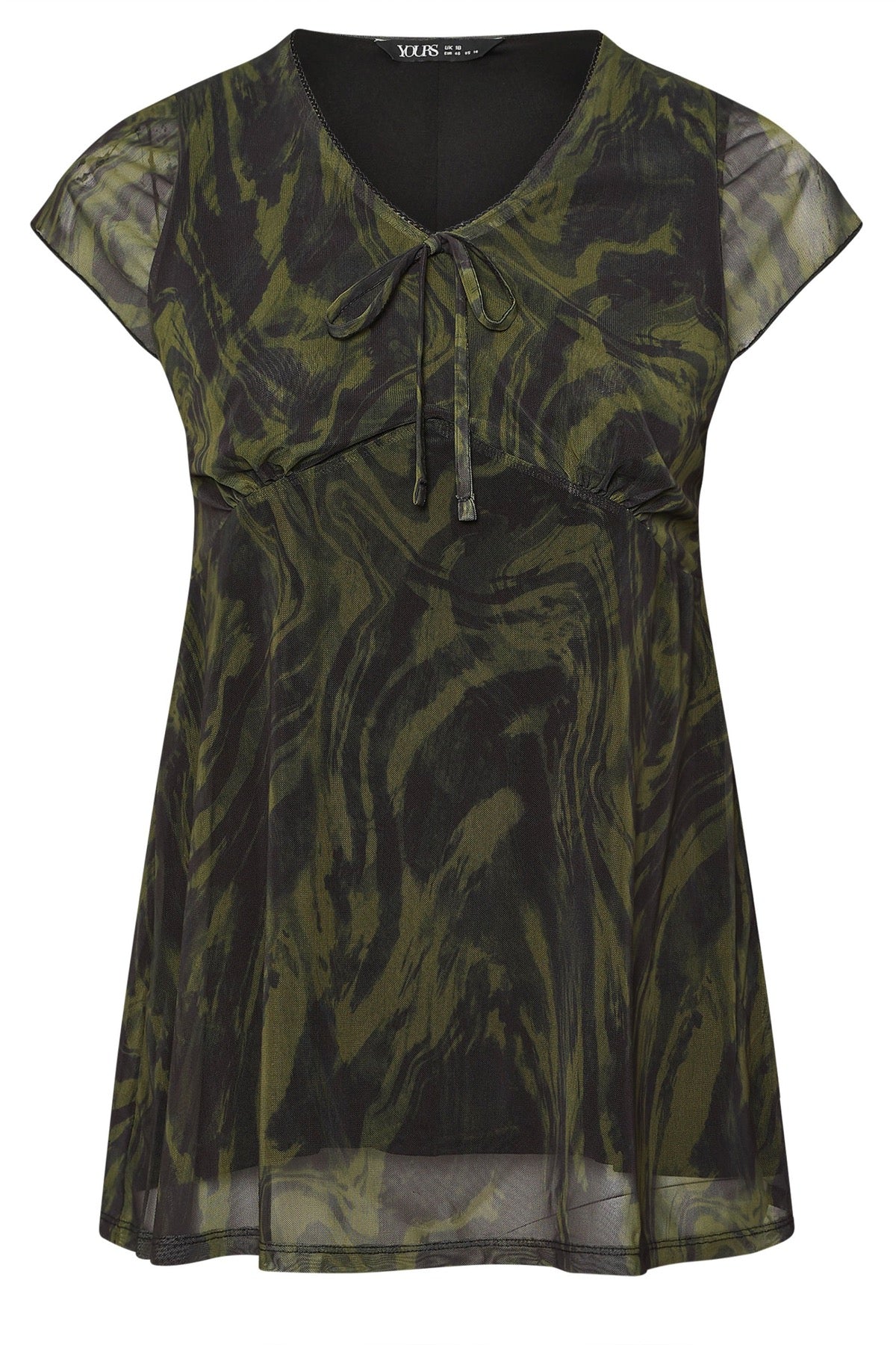 Büyük Beden Kısa Kollu V Yaka Astarlı Transparan T-shirt 304315