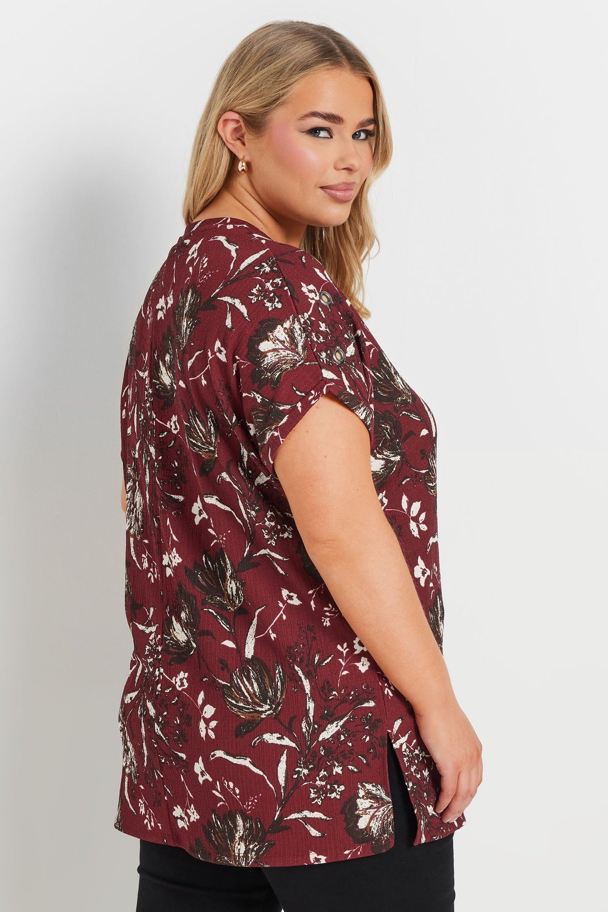 Büyük Beden Kısa Kollu Bisiklet Yaka Baskılı T-shirt 303841