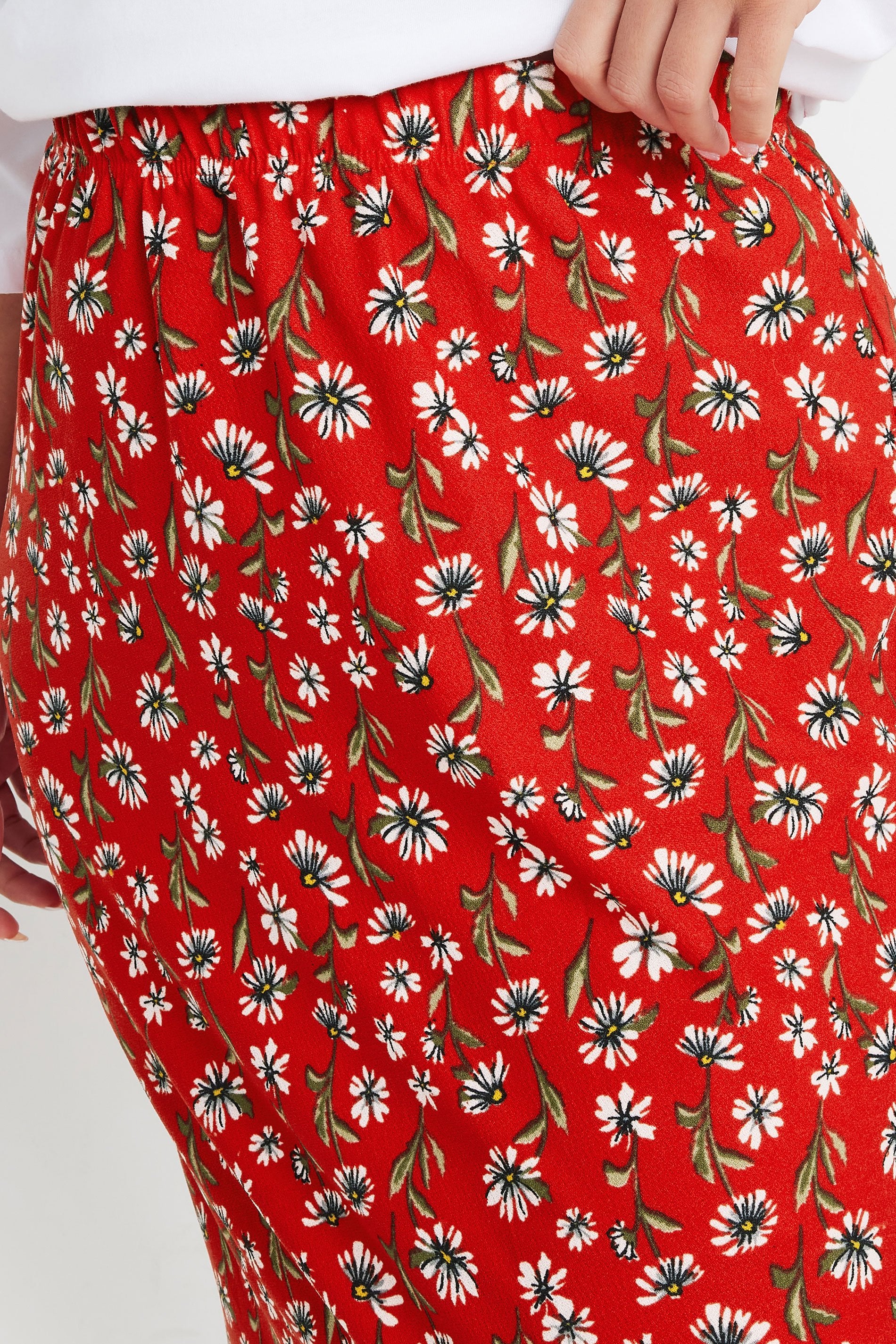 Büyük Beden Beli Lastikli Uzun Kesim Çiçek Desenli Cepsiz Etek 303898