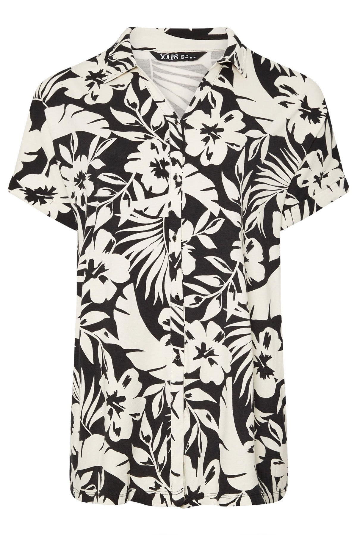 Büyük Beden Kısa Kollu Çiçek Desenli Gömlek 303686