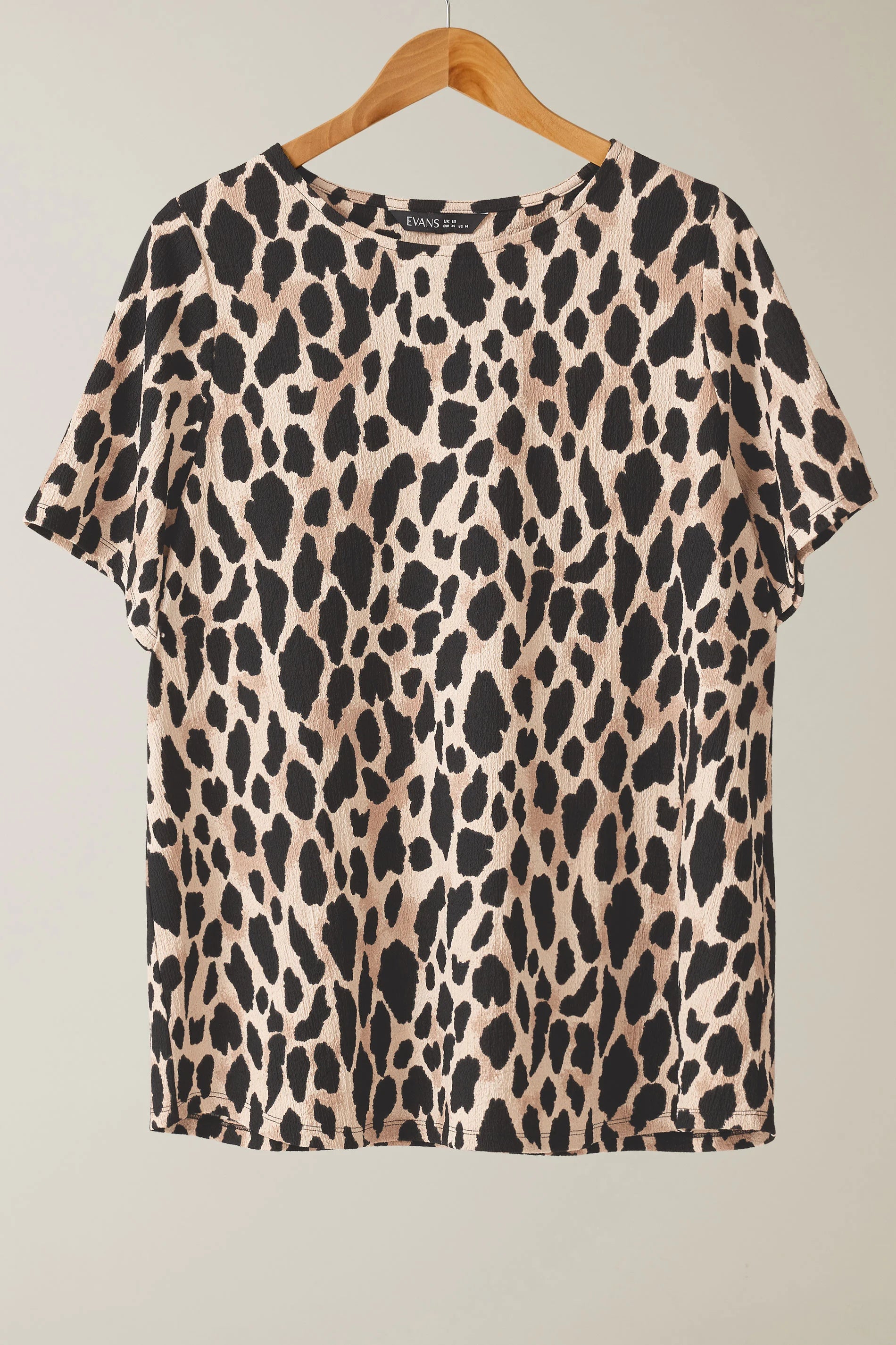 Büyük Beden Kısa Kollu Bisiklet Yaka Leopar Desenli Bluz 616006