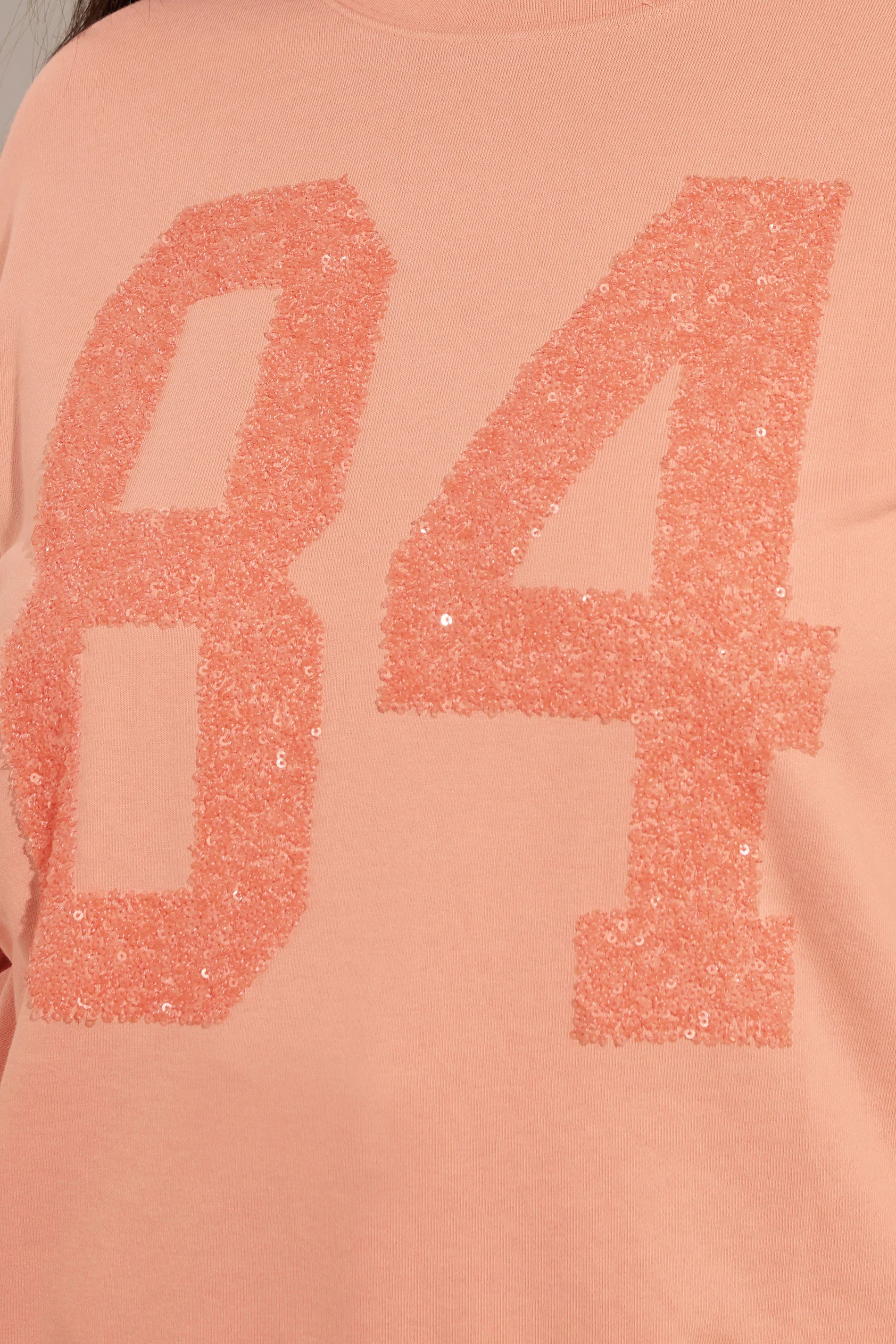 Büyük Beden Bisiklet Yaka Uzun Kollu Payet İşlemeli Sweatshirt 303142