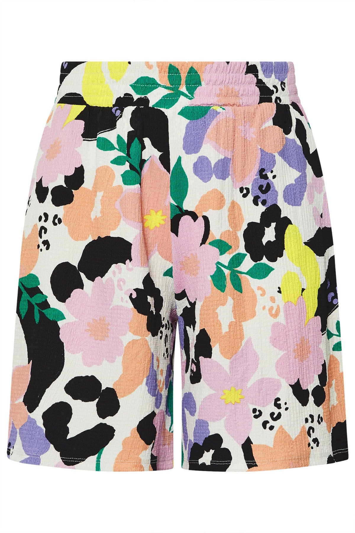 Büyük Beden Çiçek Desenli Beli Lastikli Cepli Şort 304184