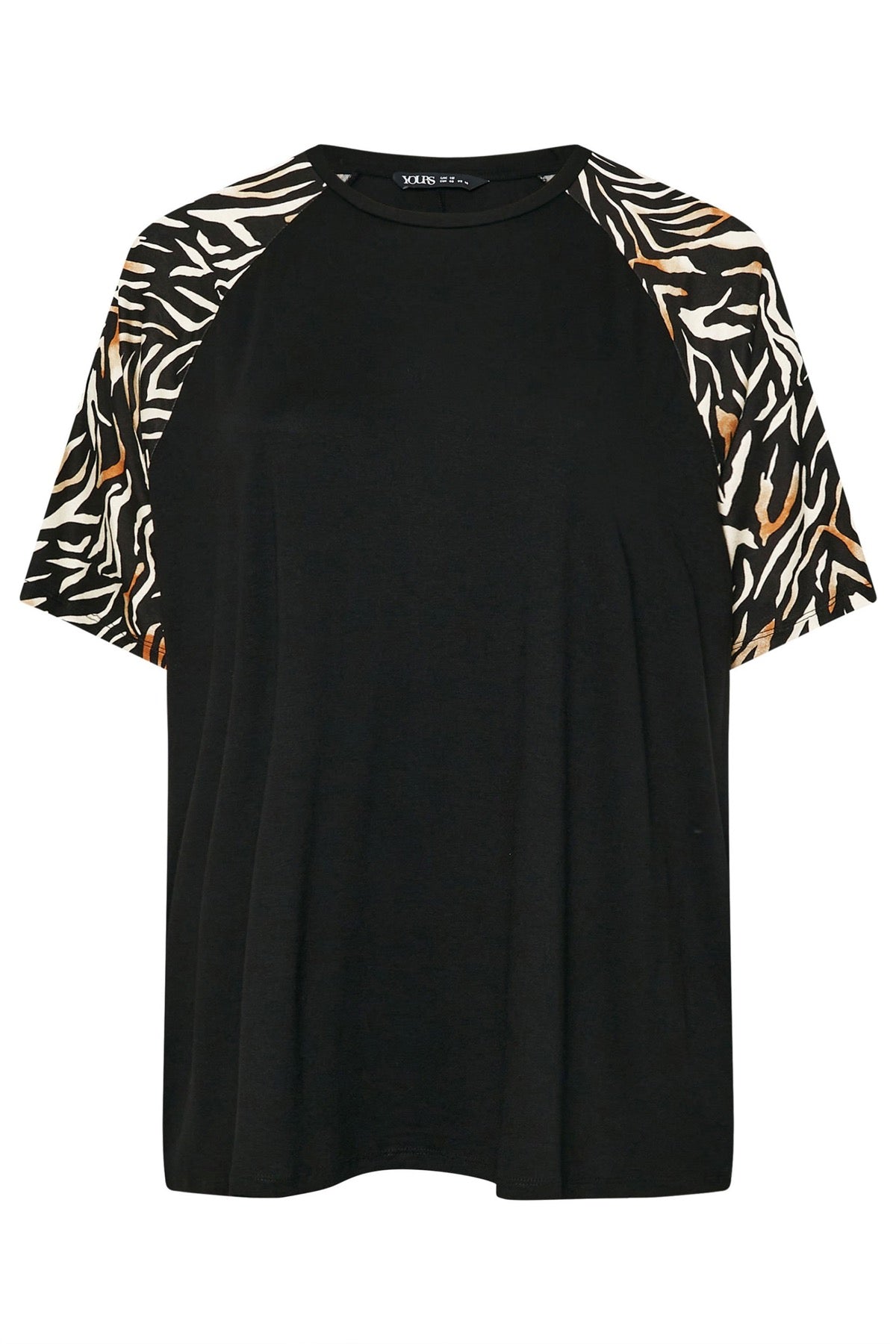 Büyük Beden Kısa Kollu Bisiklet Yaka Leopar Desenli T-shirt 303736