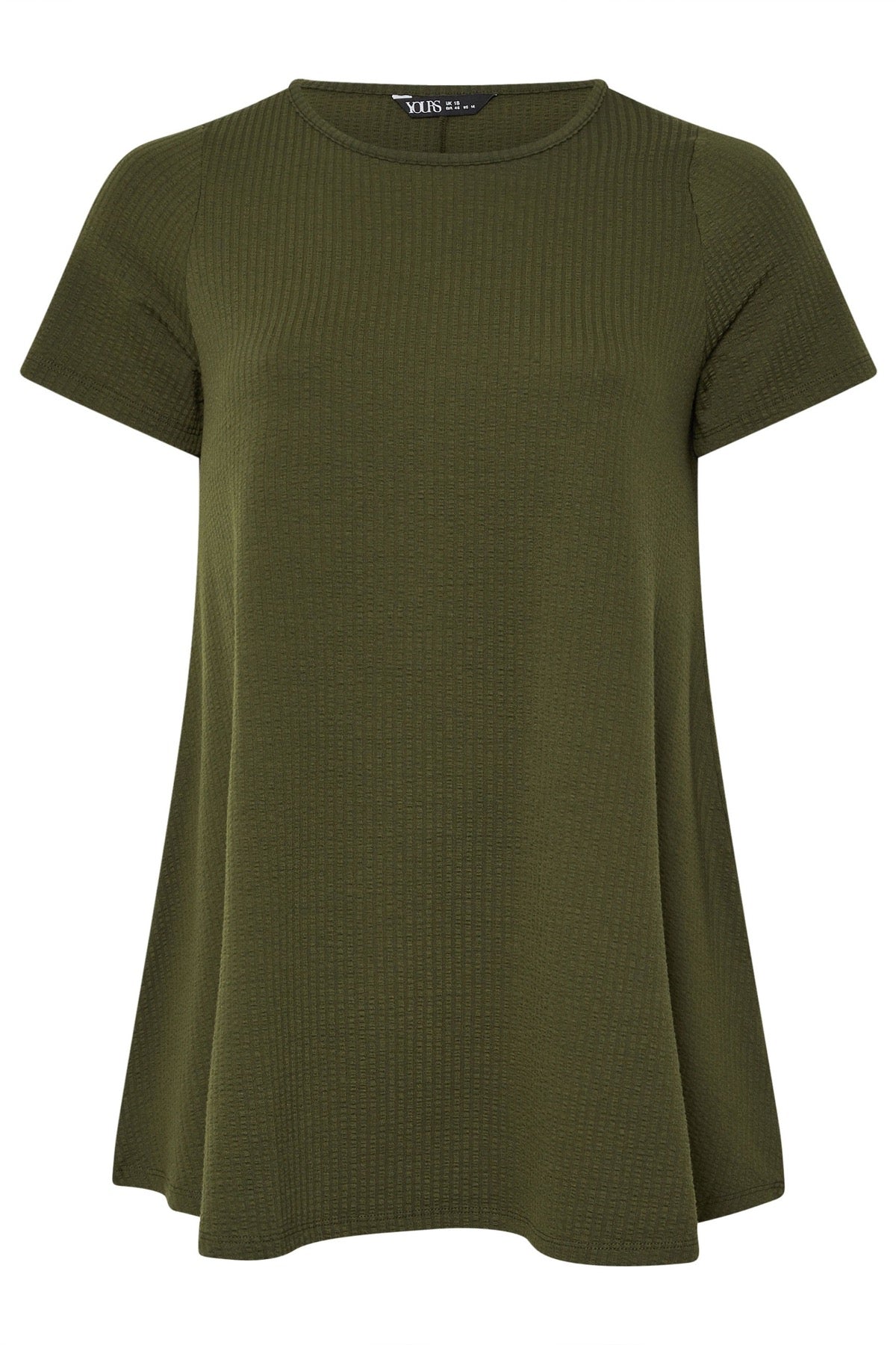 Büyük Beden Bisiklet Yaka Kısa Kollu Dokulu Uzun T-shirt 304001