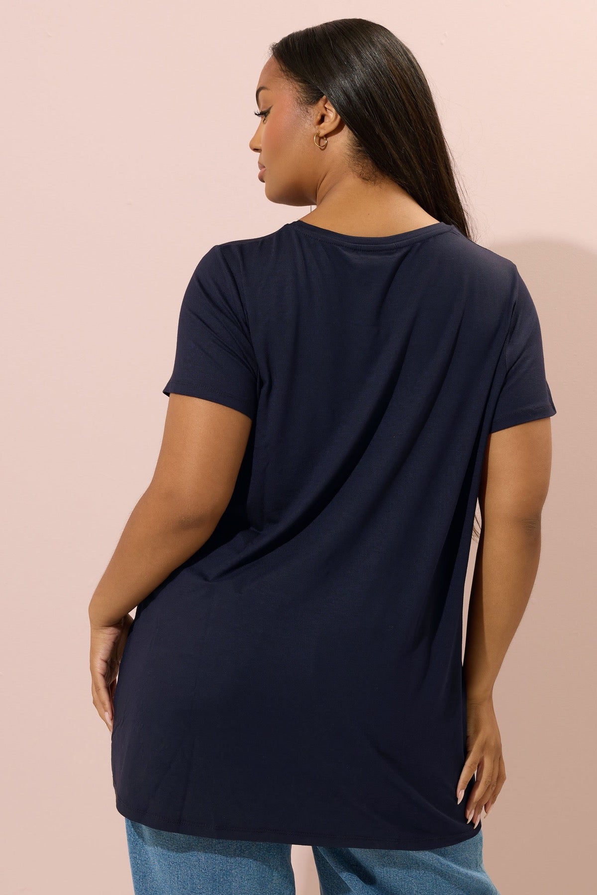 Büyük Beden Kısa Kollu Bisiklet Yaka Baskılı T-shirt 304174