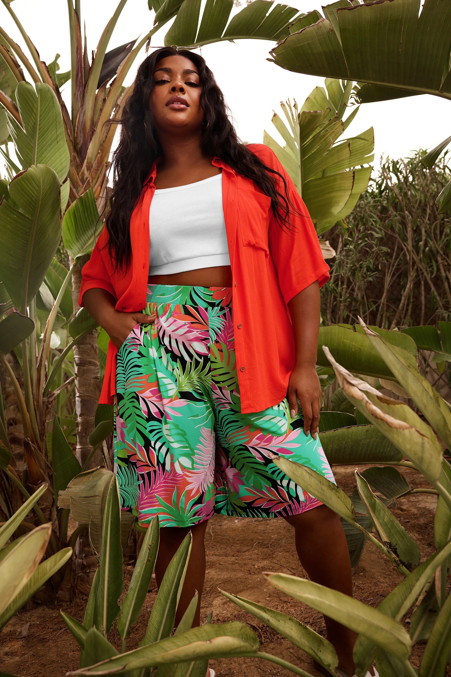 Büyük Beden Beli Lastikli Desenli Bol Kesim Likralı Şort 145100