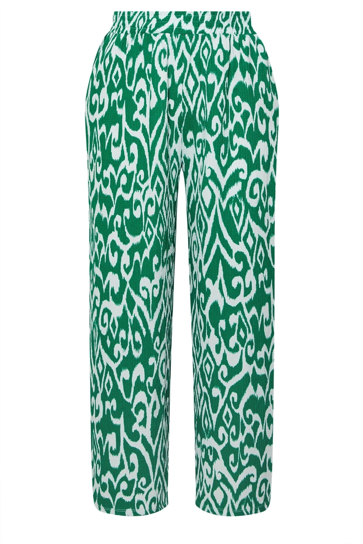 Büyük Beden Beli Lastikli Bol Paça Desenli Cepli Pantolon 303969