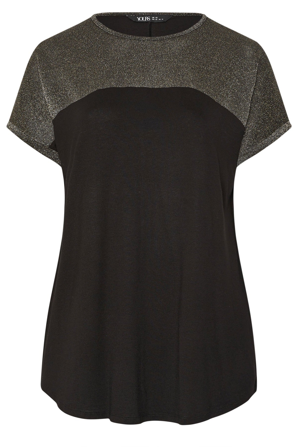 Büyük Beden Bisiklet Yaka Kısa Kollu Parlak Baskılı T-shirt 303843