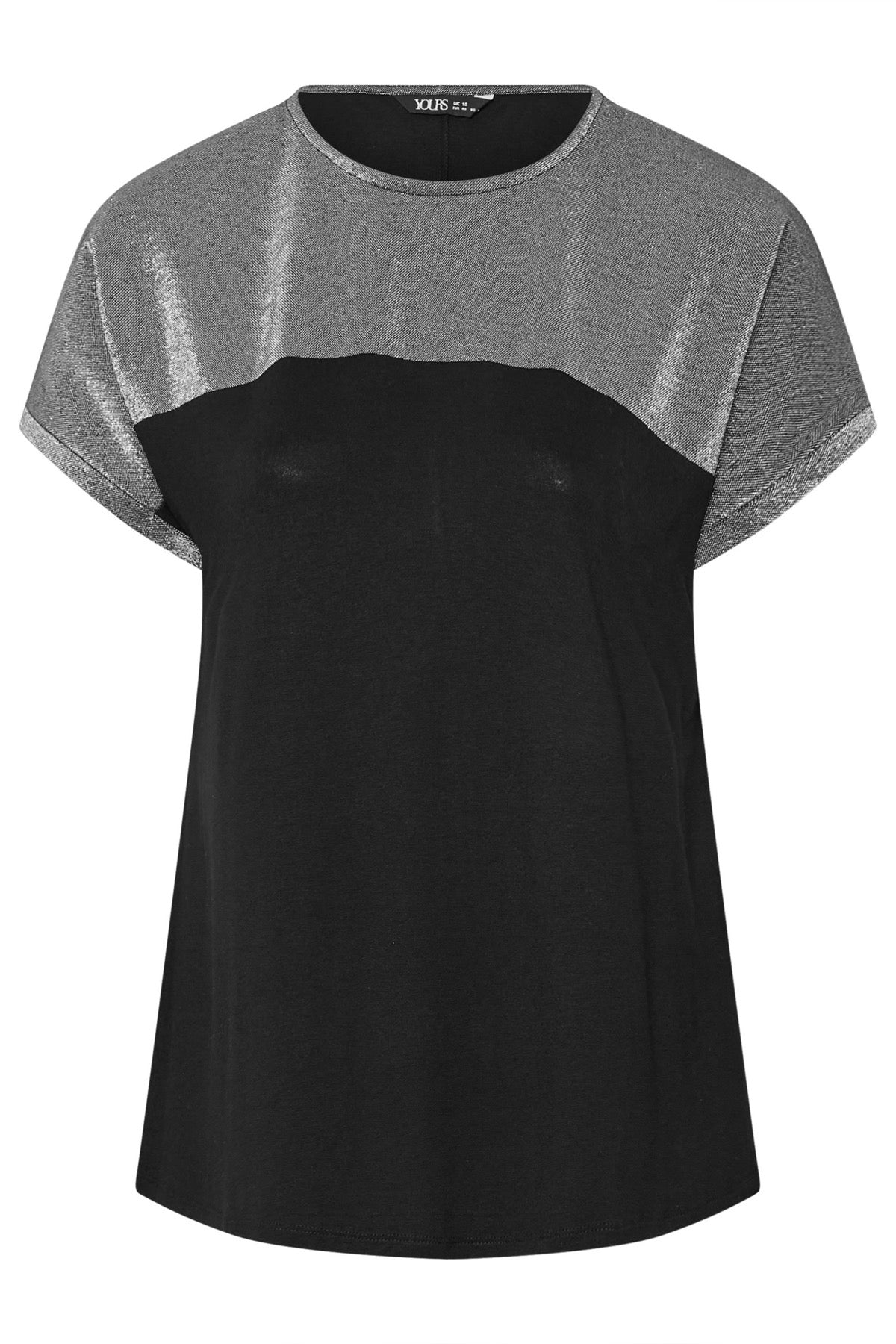 Büyük Beden Bisiklet Yaka Kısa Kollu Parlak Baskılı T-shirt 303844