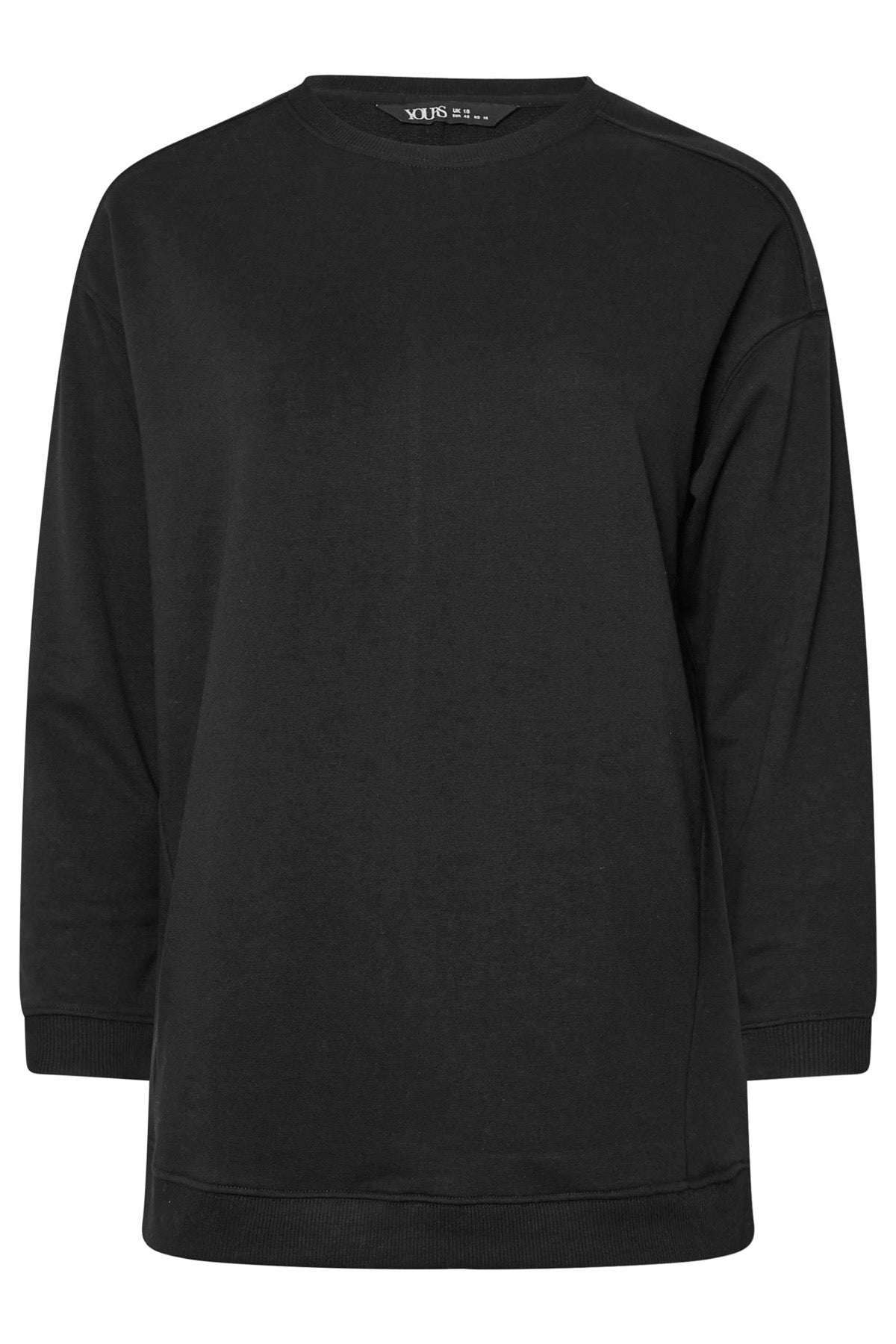Büyük Beden Bisiklet Yaka Uzun Kollu Basic Sweatshirt 303747