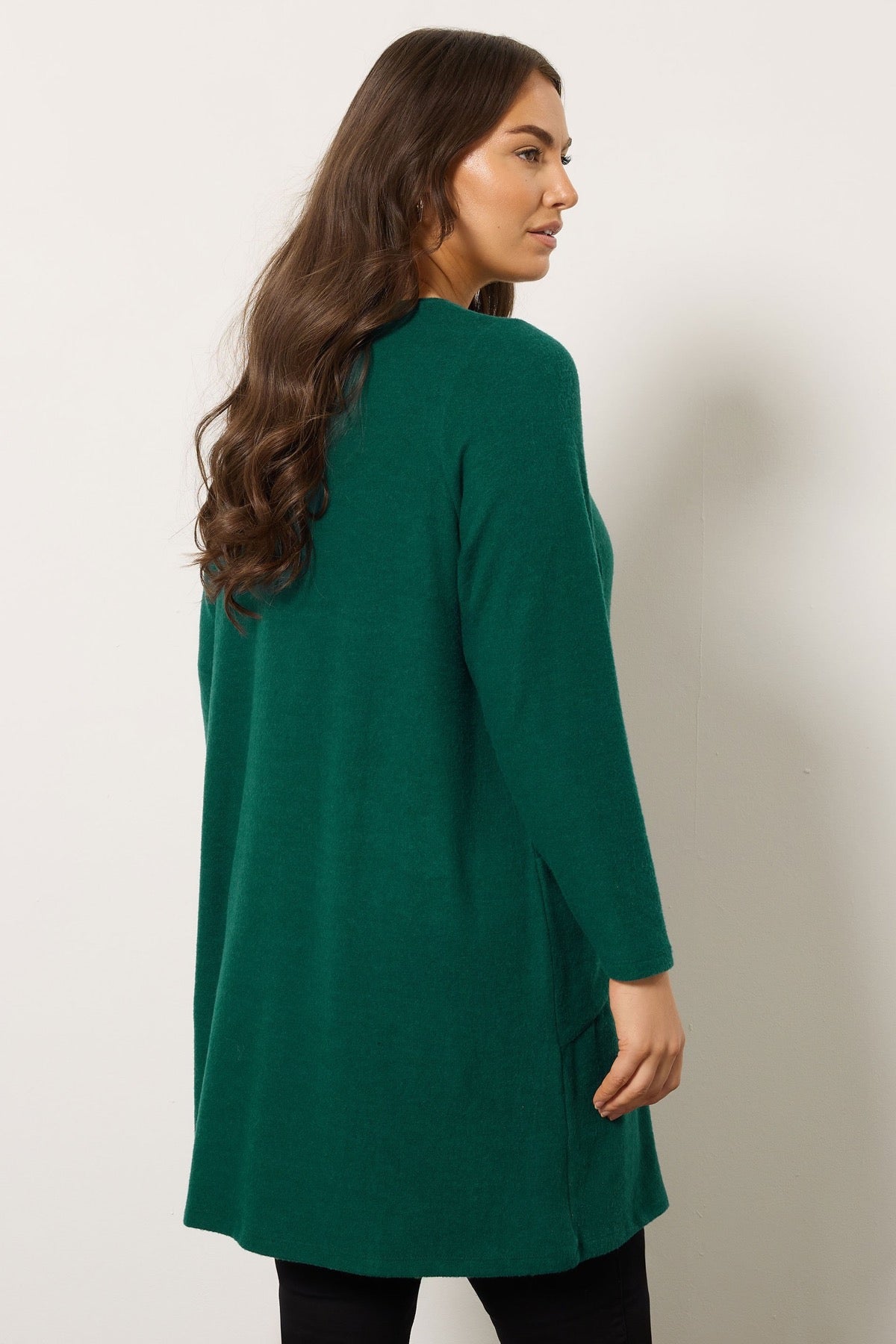 Büyük Beden Bisiklet Yaka Uzun Kollu Cepli Peluş Tunik 616455