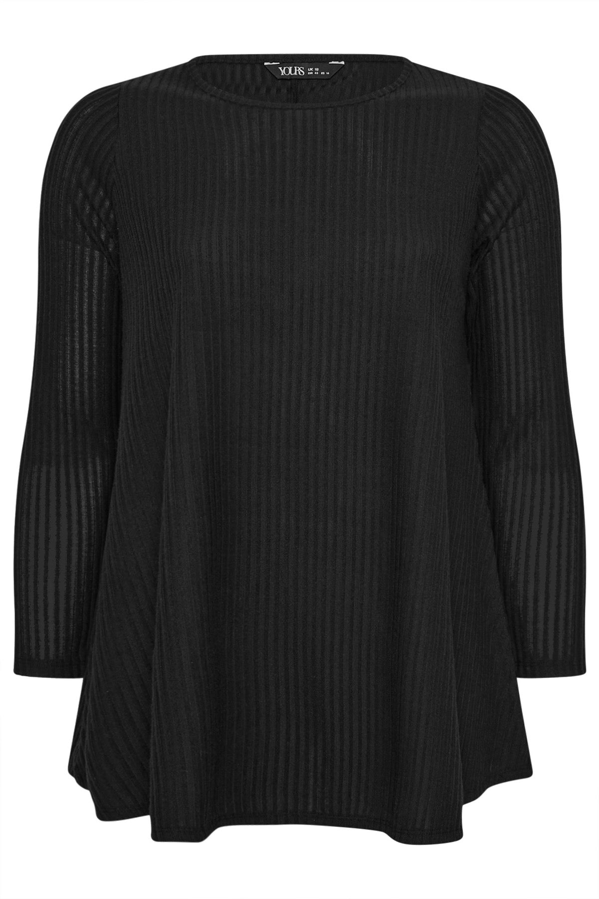 Büyük Beden Bisiklet Yaka Uzun Kollu Fitilli T-shirt 304381