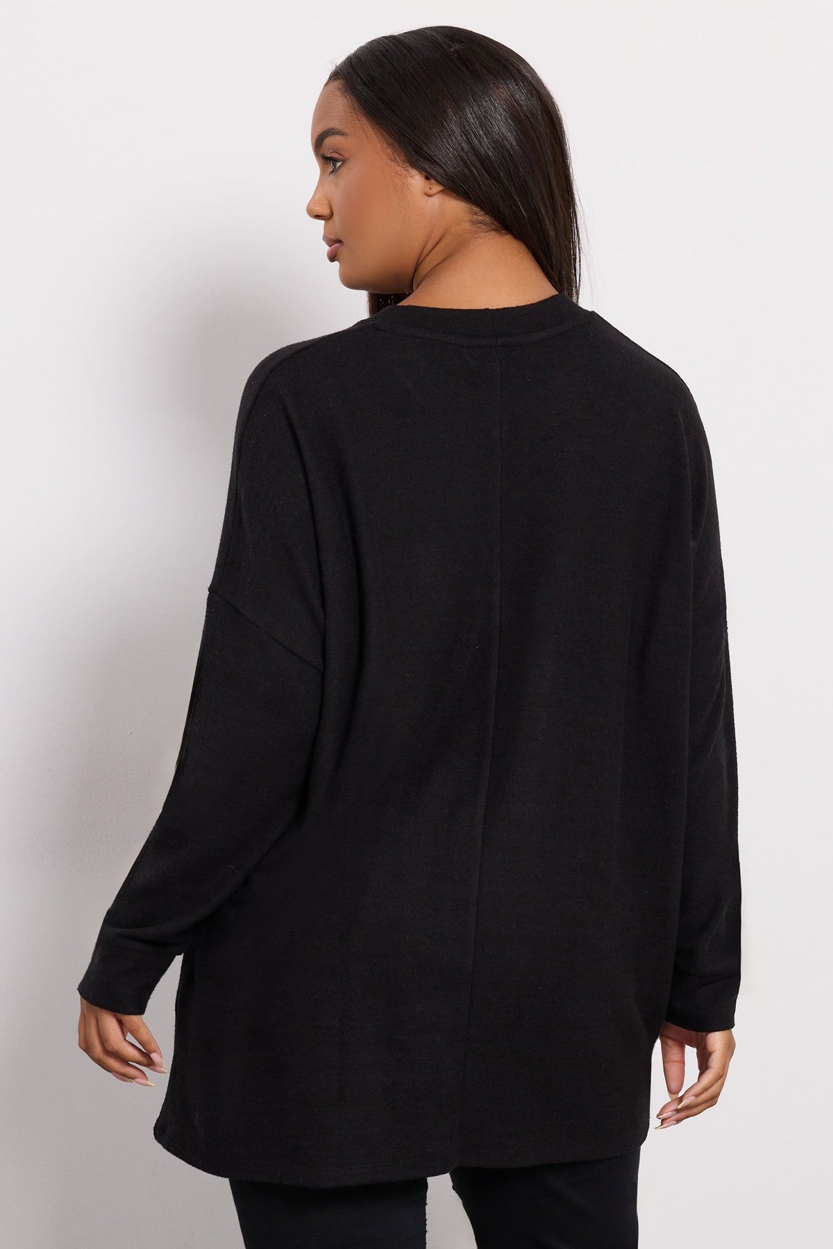 Büyük Beden Bisiklet Yaka Uzun Kollu Peluş Kazak 285050