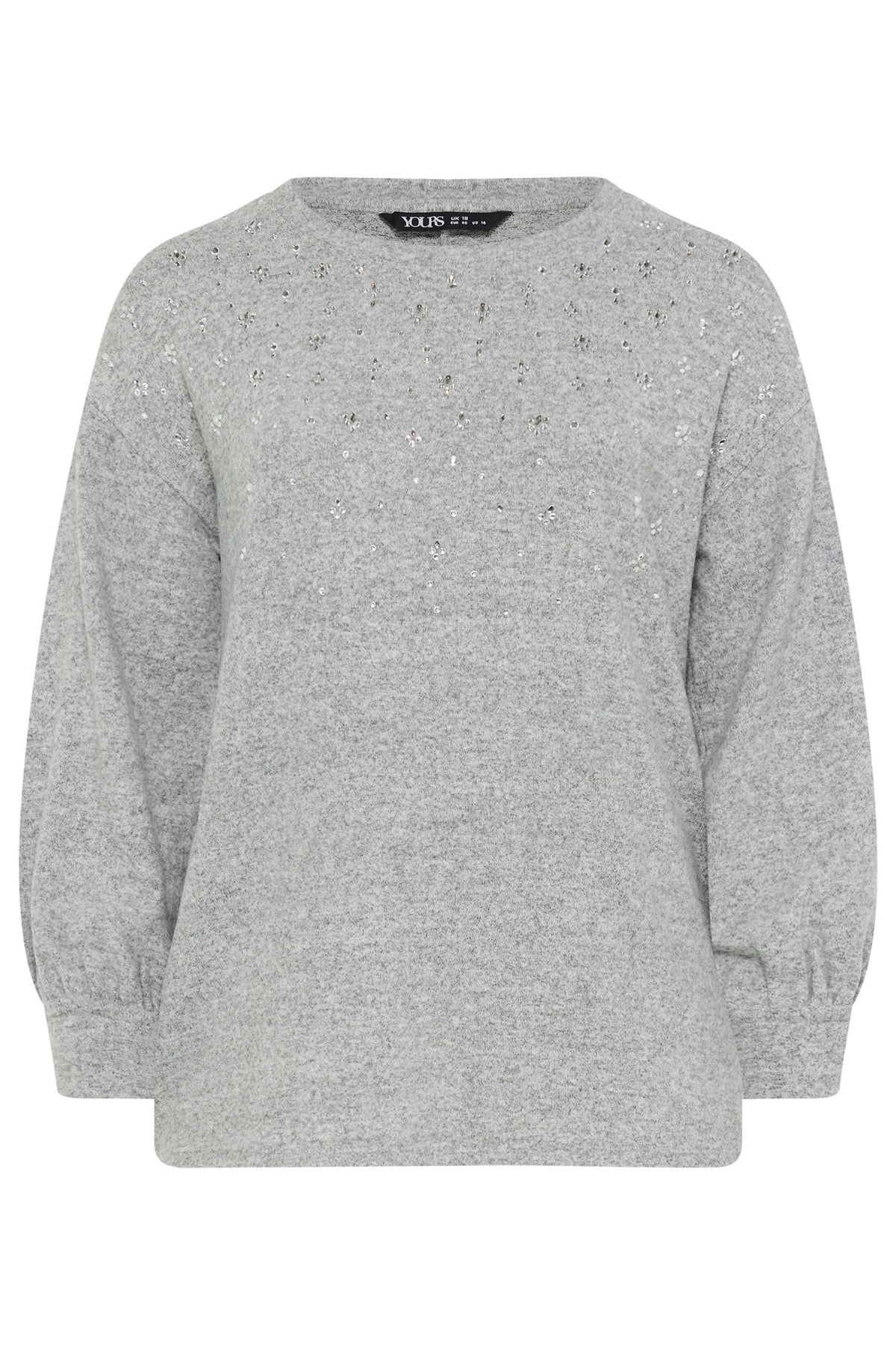 Büyük Beden Bisiklet Yaka Uzun Kollu Taş Detaylı Peluş Kazak 285065