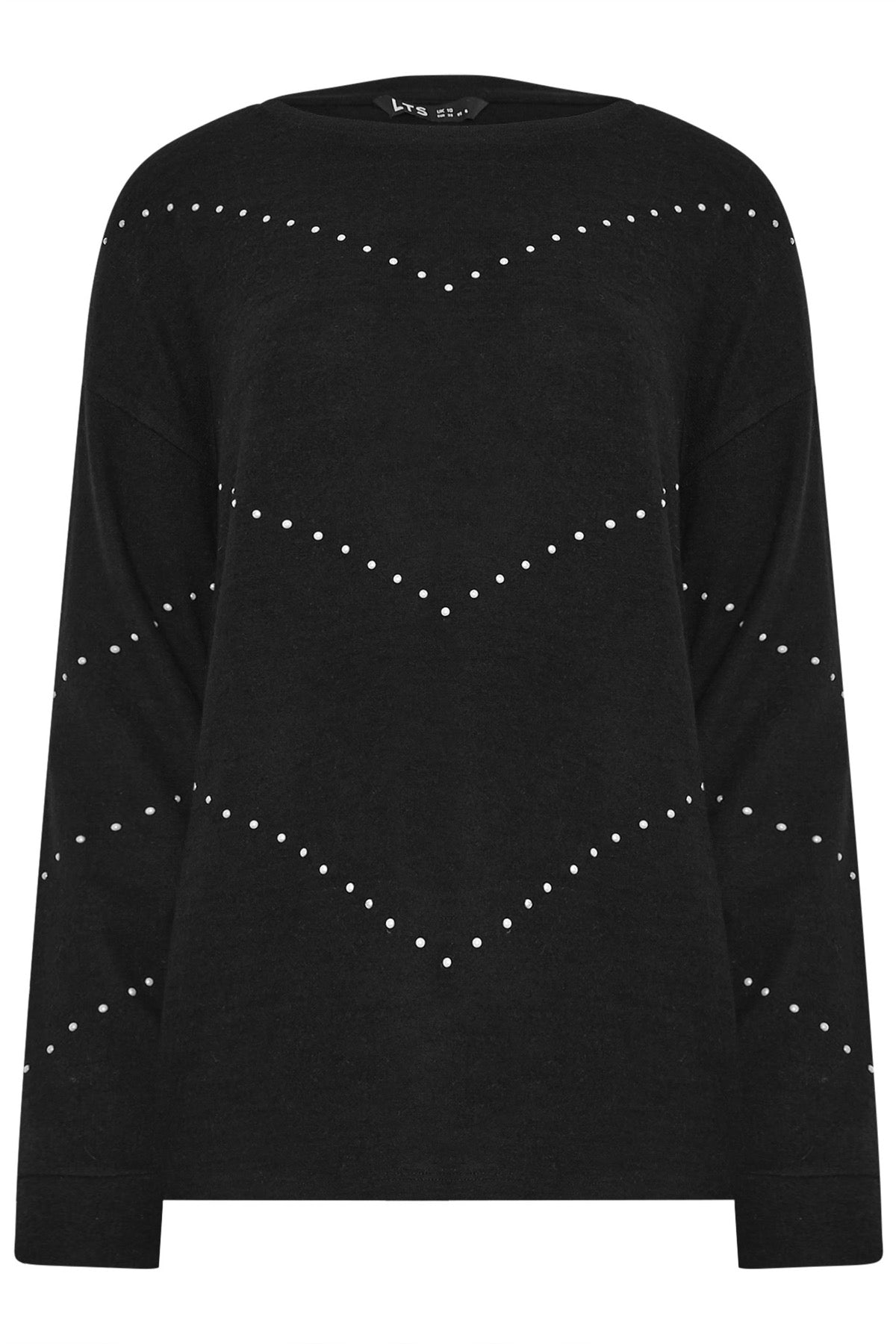 Büyük Beden Bisiklet Yaka Uzun Kollu Taşlı İnce Sweatshirt 356682