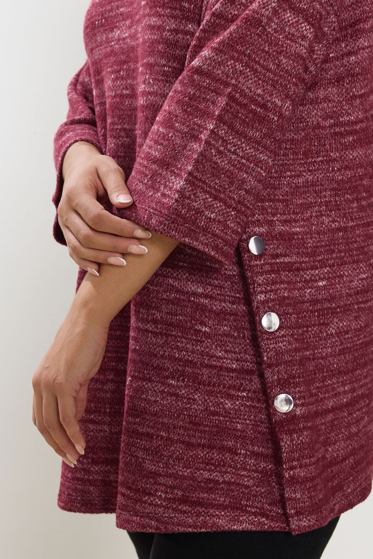 Büyük Beden Bisiklet Yaka Yarım Kol Düğme Detaylı Sweatshirt 304438