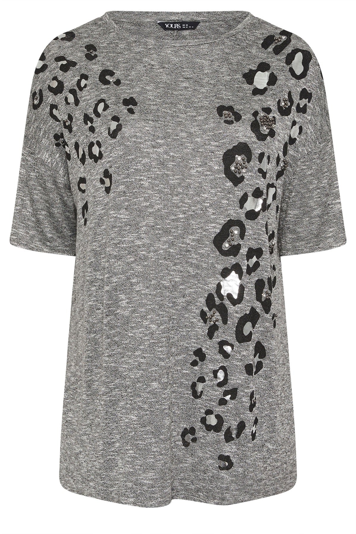 Büyük Beden Bisiklet Yaka Yarım Kol Yanı Yırtmaçlı Boncuklu Tunik 304279