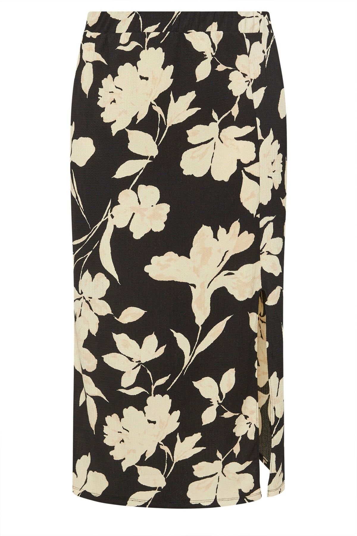 Büyük Beden Bürümcük Kumaş Yırtmaç Detaylı Beli Lastikli Etek 303769