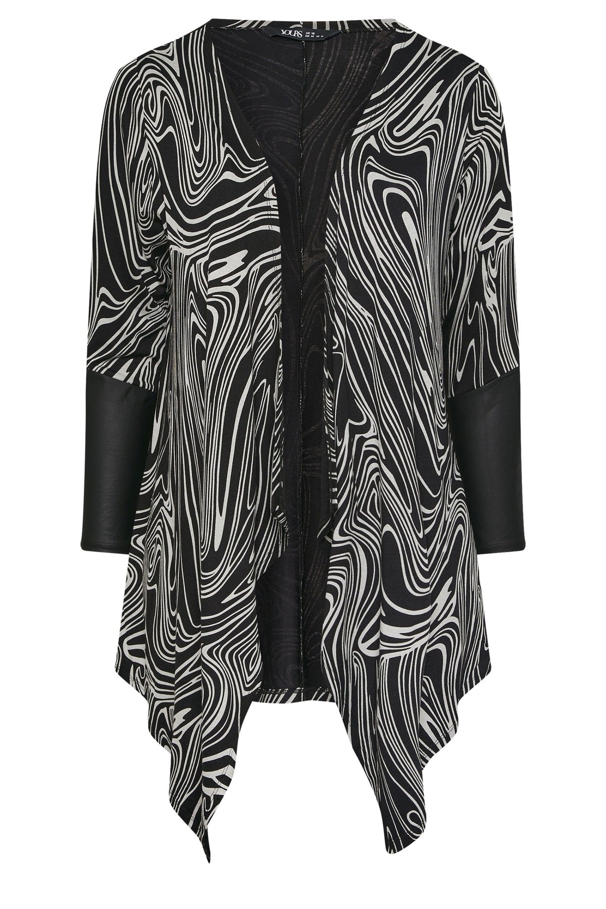 Büyük Beden Uzun Kollu Deri Detaylı Önü Kapamasız Hırka 304276