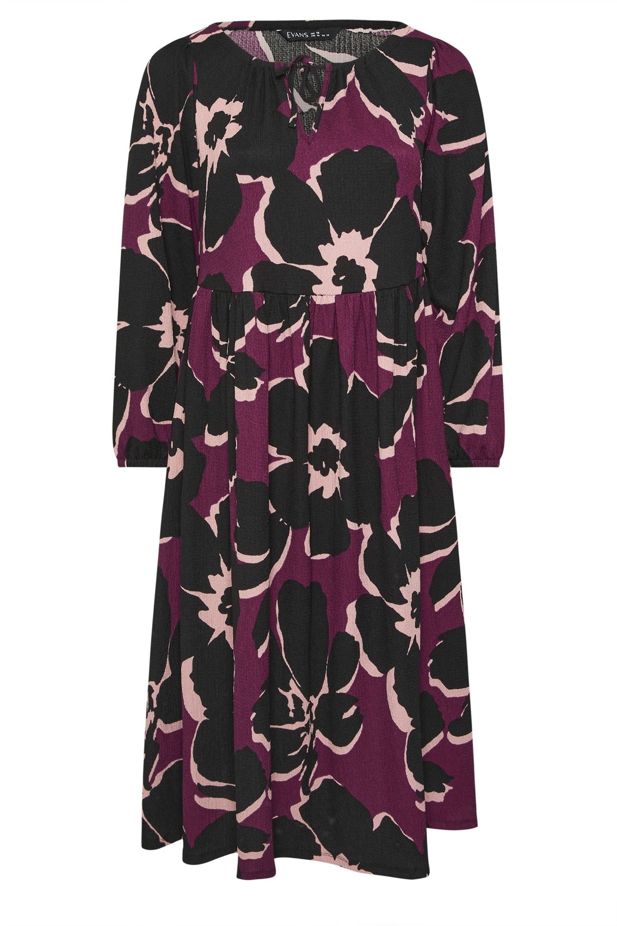 Büyük Beden V Yaka Uzun Kollu Bürümcük Kumaş Maxi Elbise 616397