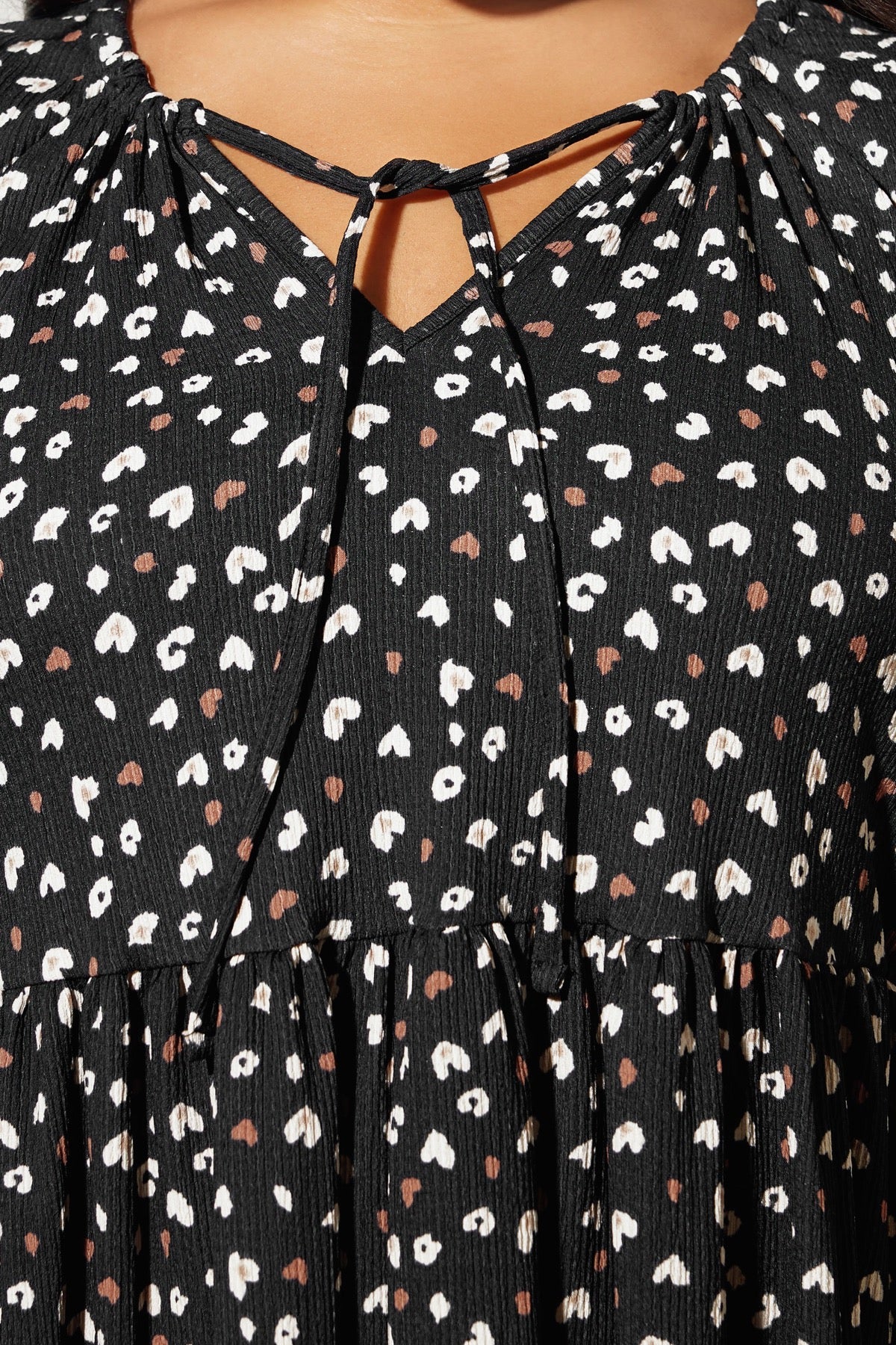 Büyük Beden V Yaka Uzun Kollu Bürümcük Kumaş Mini Elbise 303940