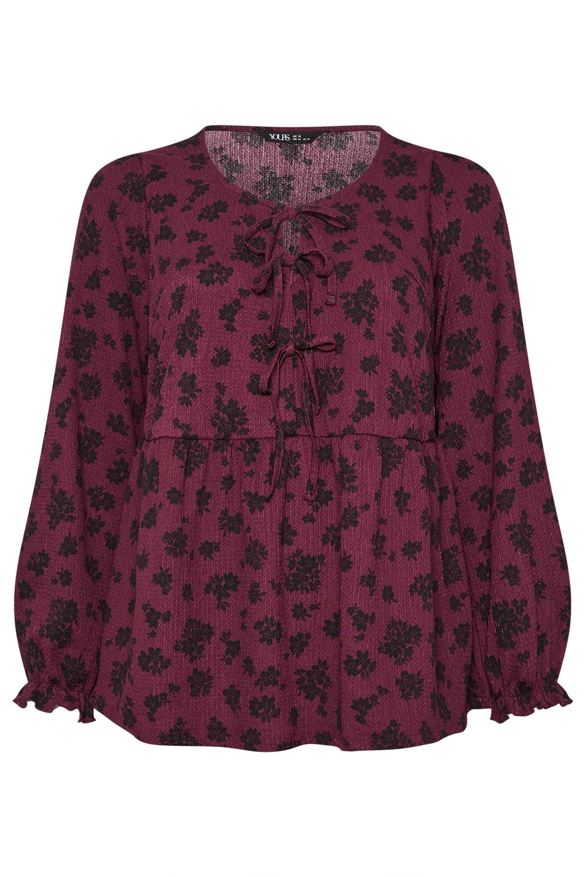 Büyük Beden Yaka Detaylı Uzun Kollu Bürümcük Kumaş Bluz 323003