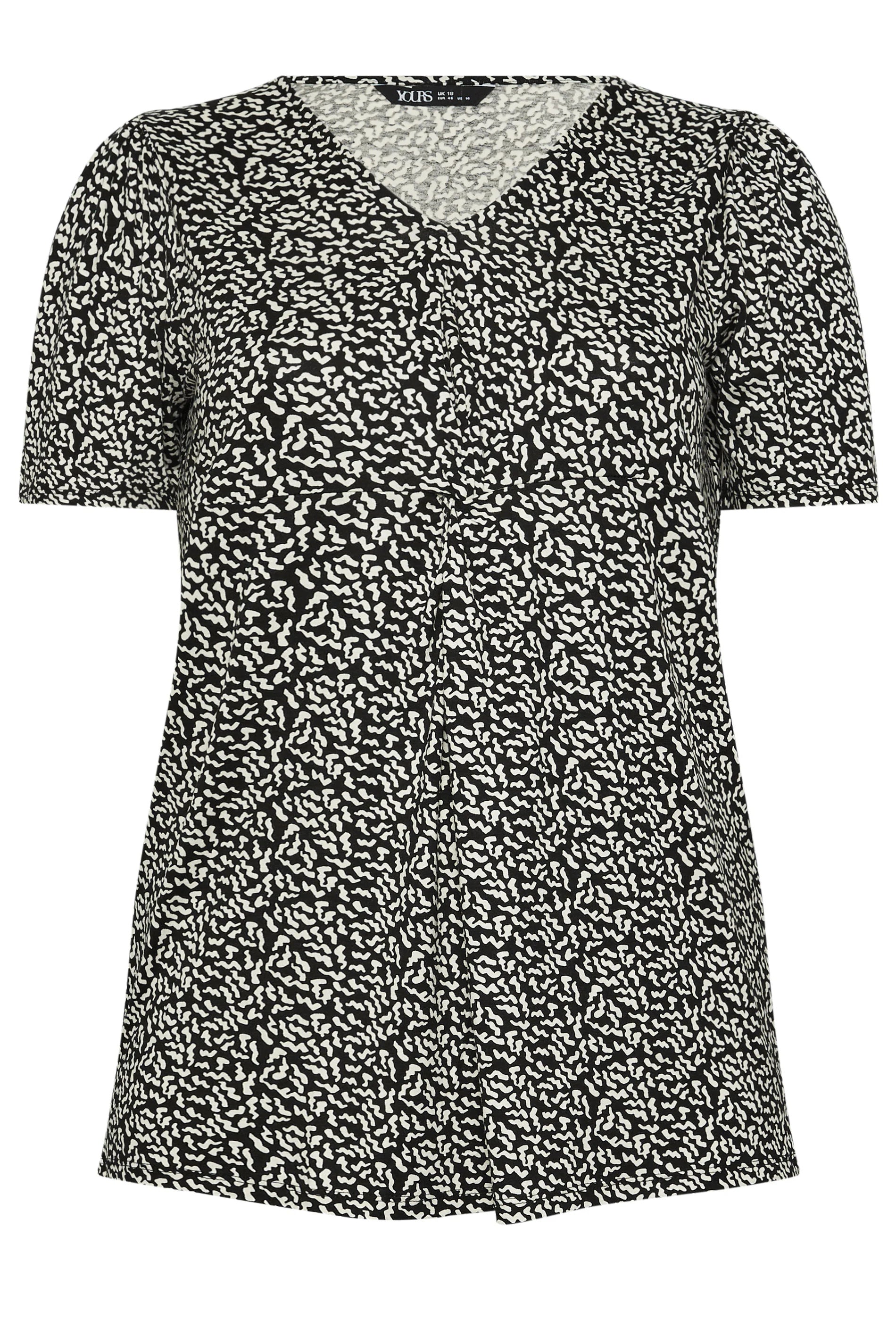 Büyük Beden V Yaka Desenli Asimetrik Kesim Likralı Bluz 303372