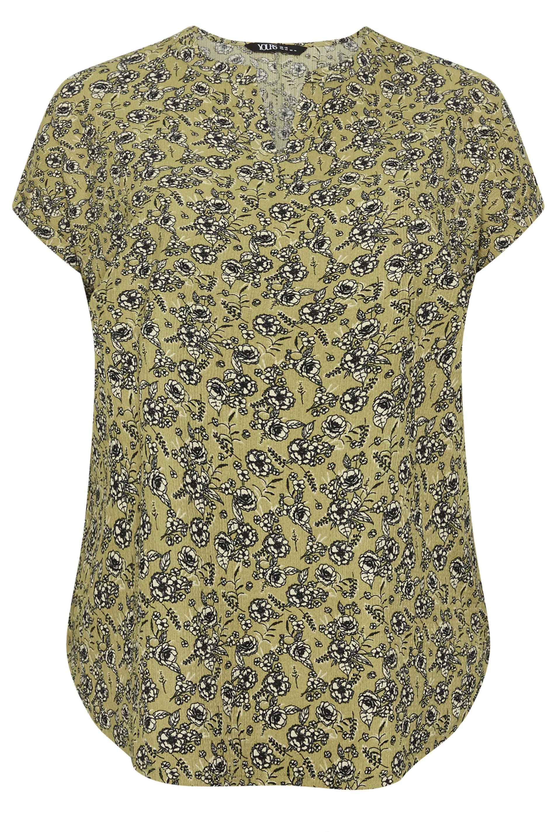 Büyük Beden Çentik Yaka Kısa Kollu Eteği Asimetrik Kesim Desenli Bluz 303867