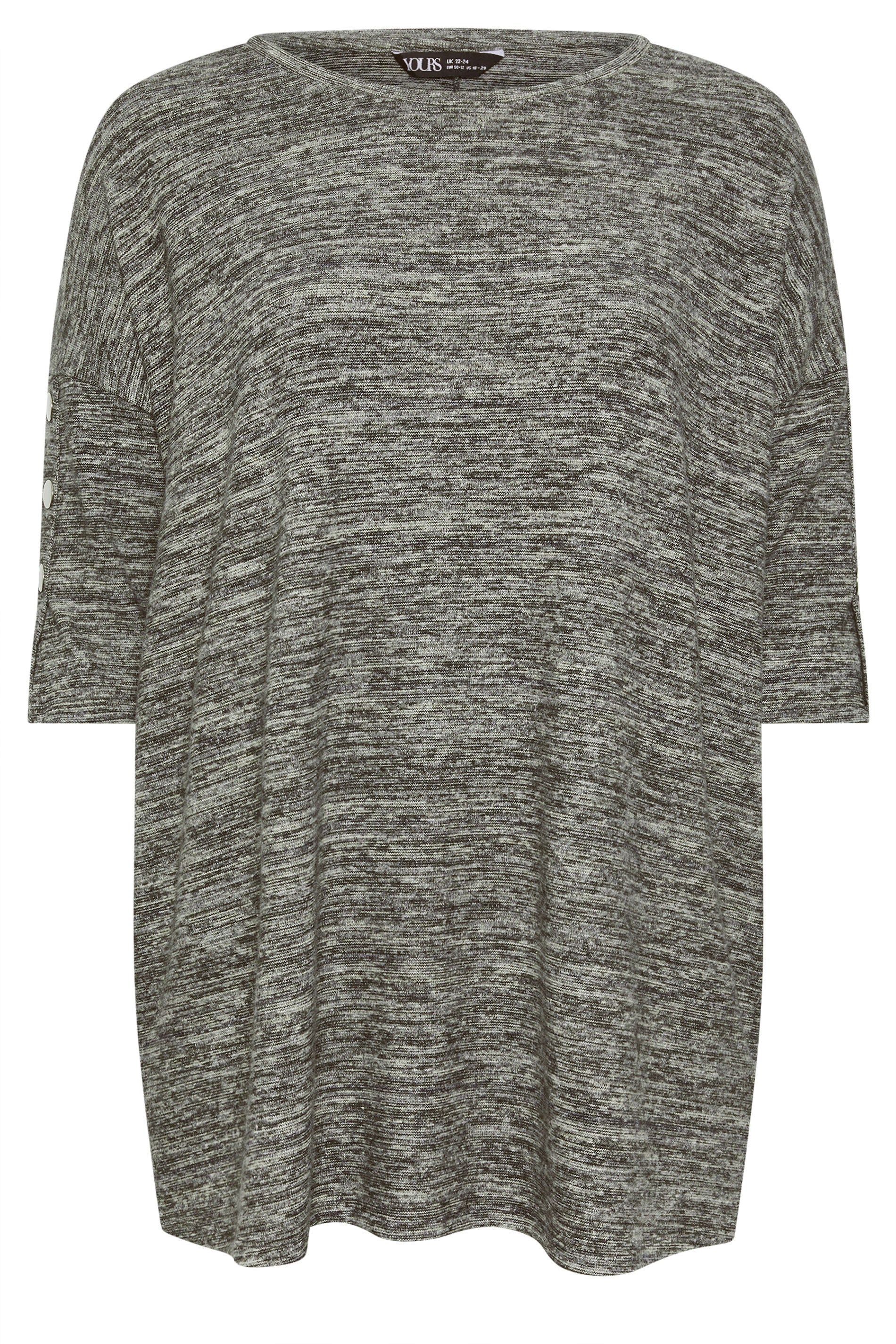 Büyük Beden Yarım Kollu Düğme Detaylı Yumuşak Dokulu Kazak 302987