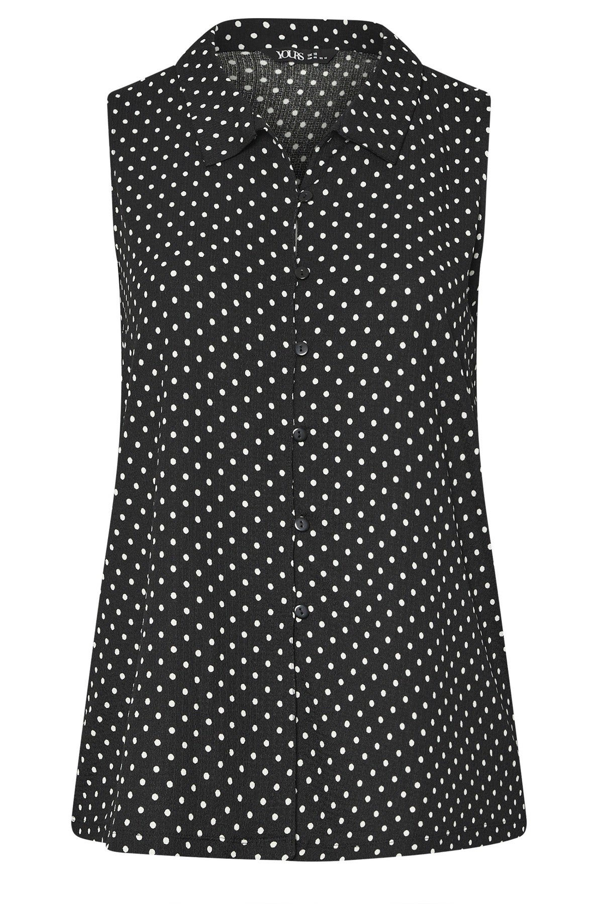 Büyük Beden Polo Yaka Sıfır Kol Düğmeli Puantiyeli T-shirt 303957