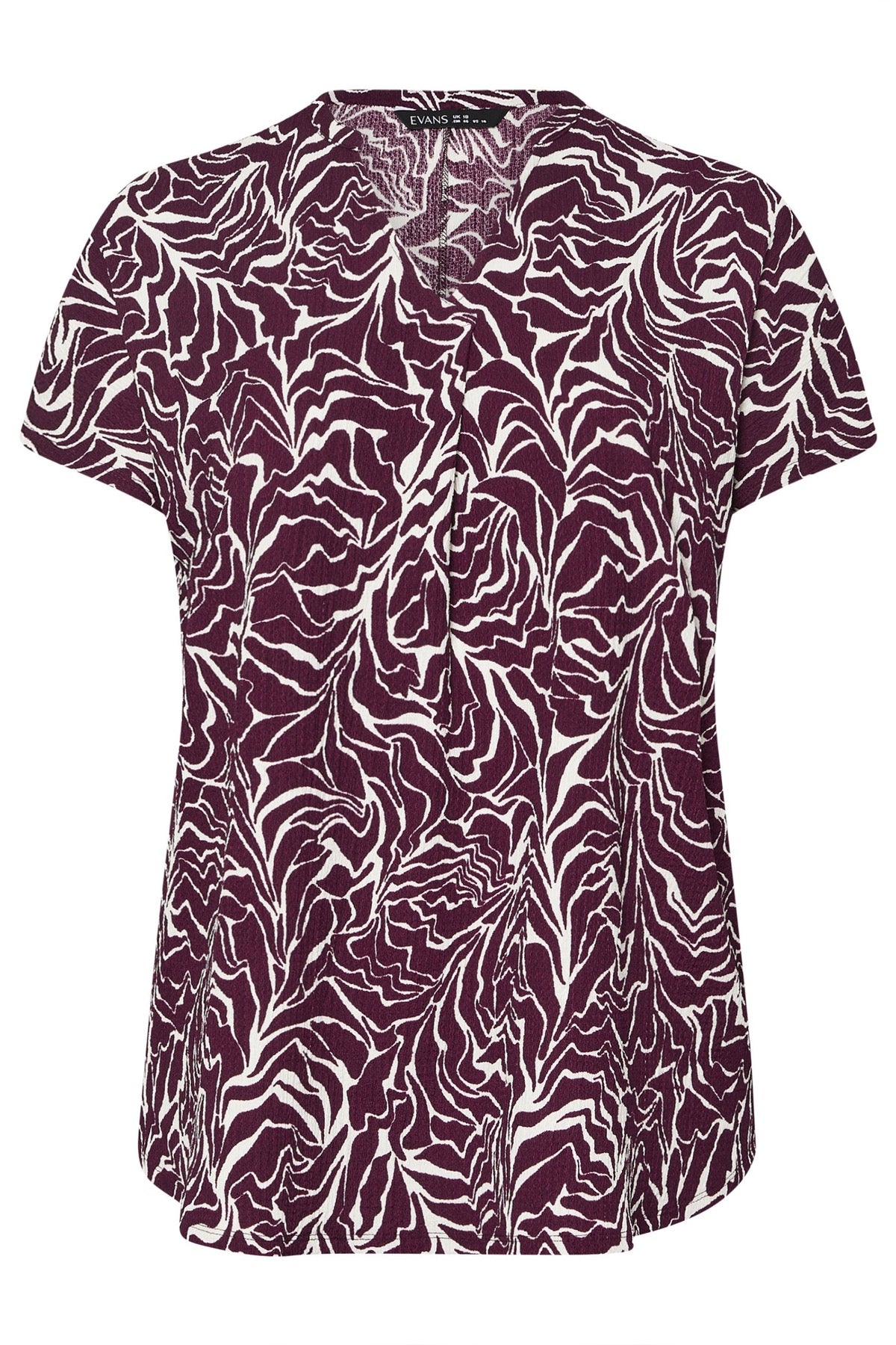 Büyük Beden V Yaka Kısa Kollu Soyut Desenli Asimetrik Kesim T-shirt 616219