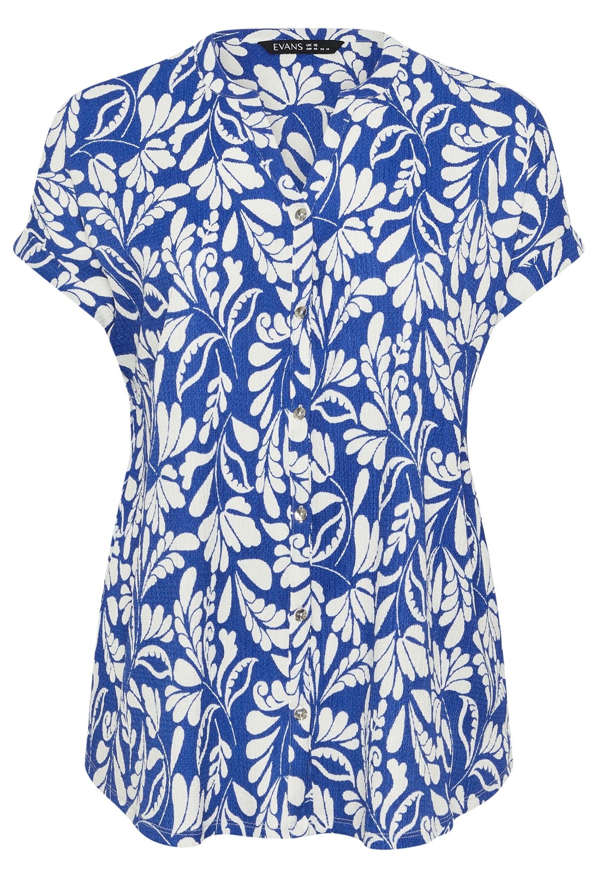 Büyük Beden Polo Yaka Kısa Kollu Düğmeli Çiçek Desenli Bluz 616290