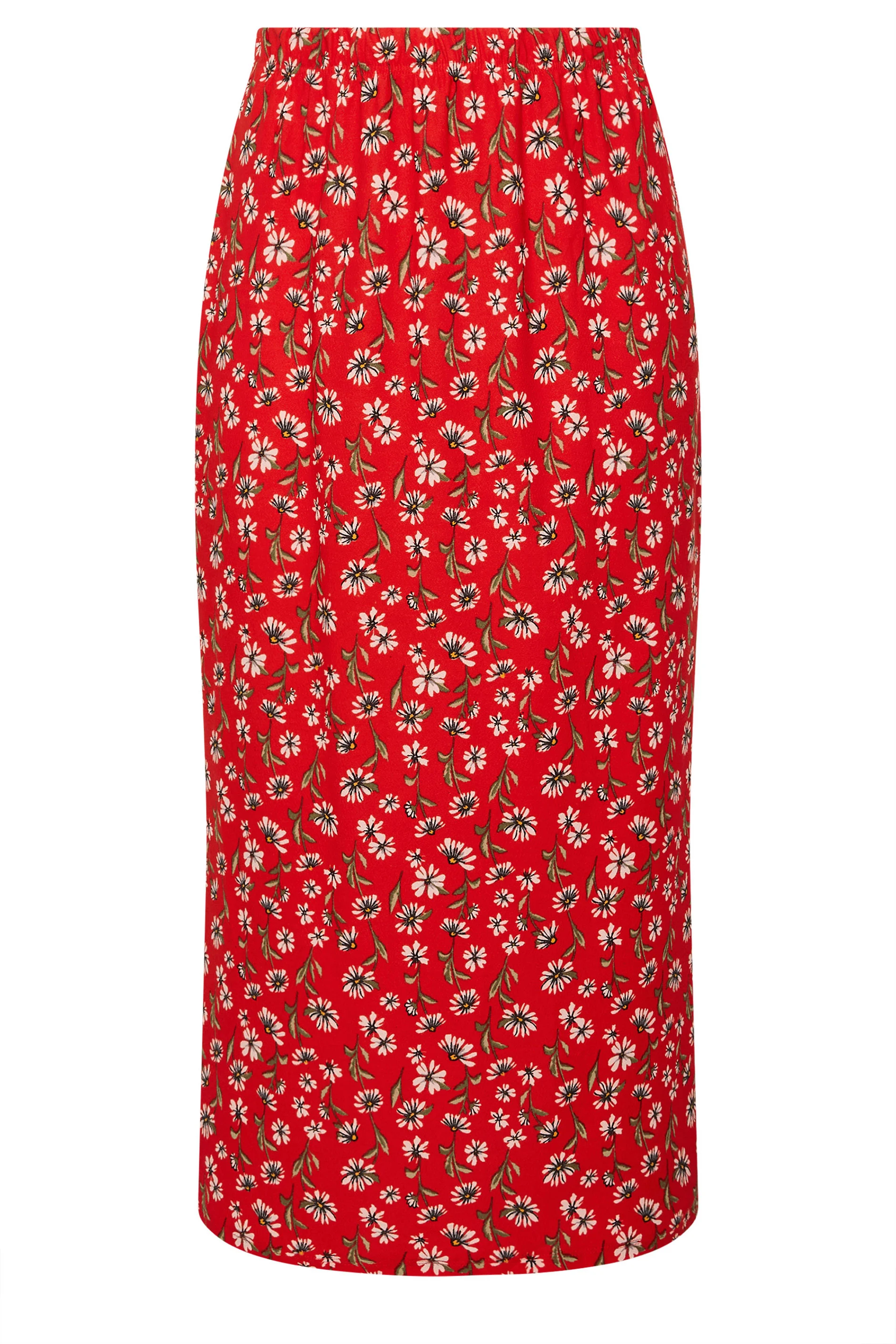 Büyük Beden Beli Lastikli Uzun Kesim Çiçek Desenli Cepsiz Etek 303898