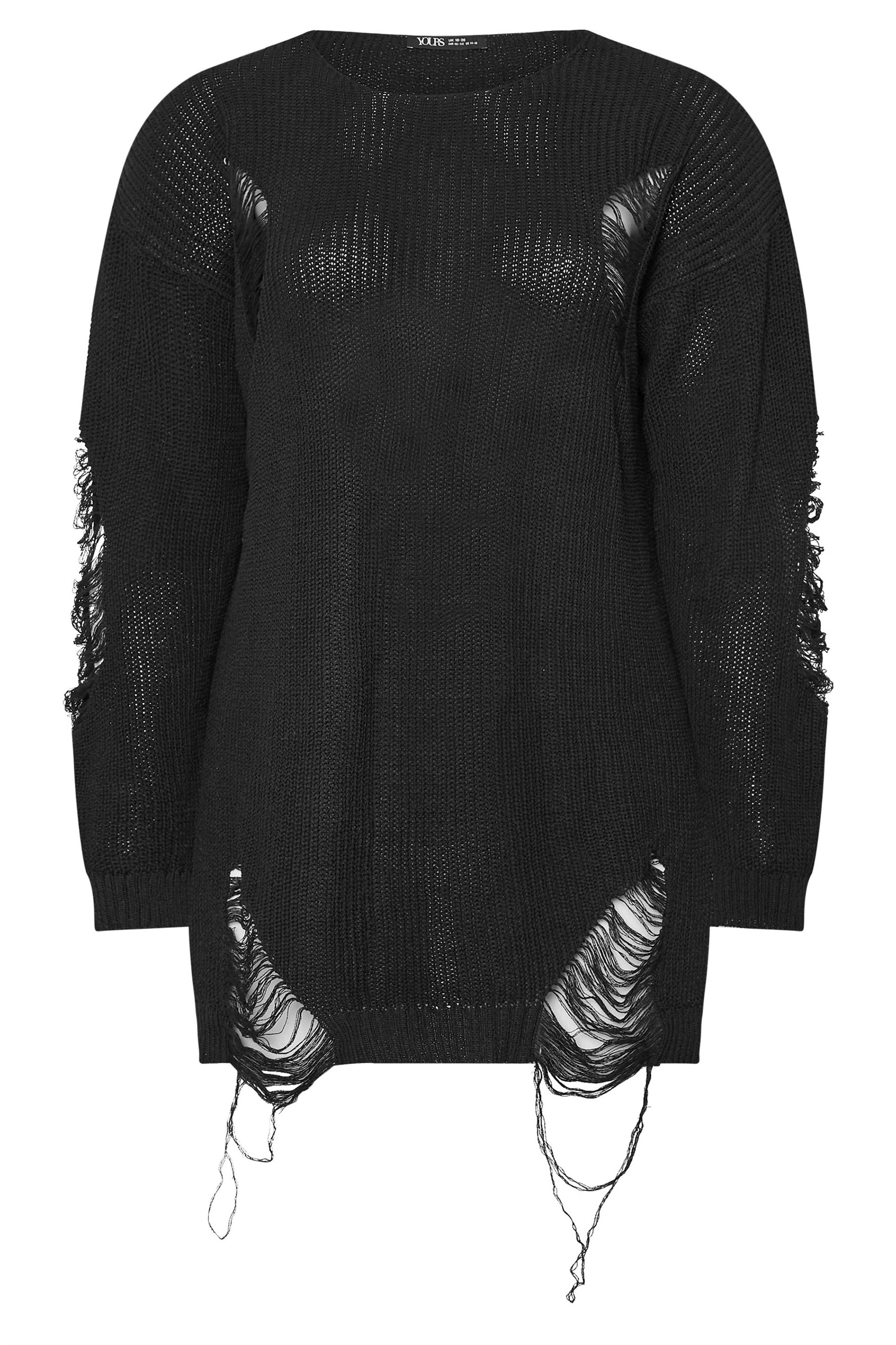 Büyük Beden Uzun Kollu Bisiklet Yaka Yırtık Detaylı Triko Kazak 303582