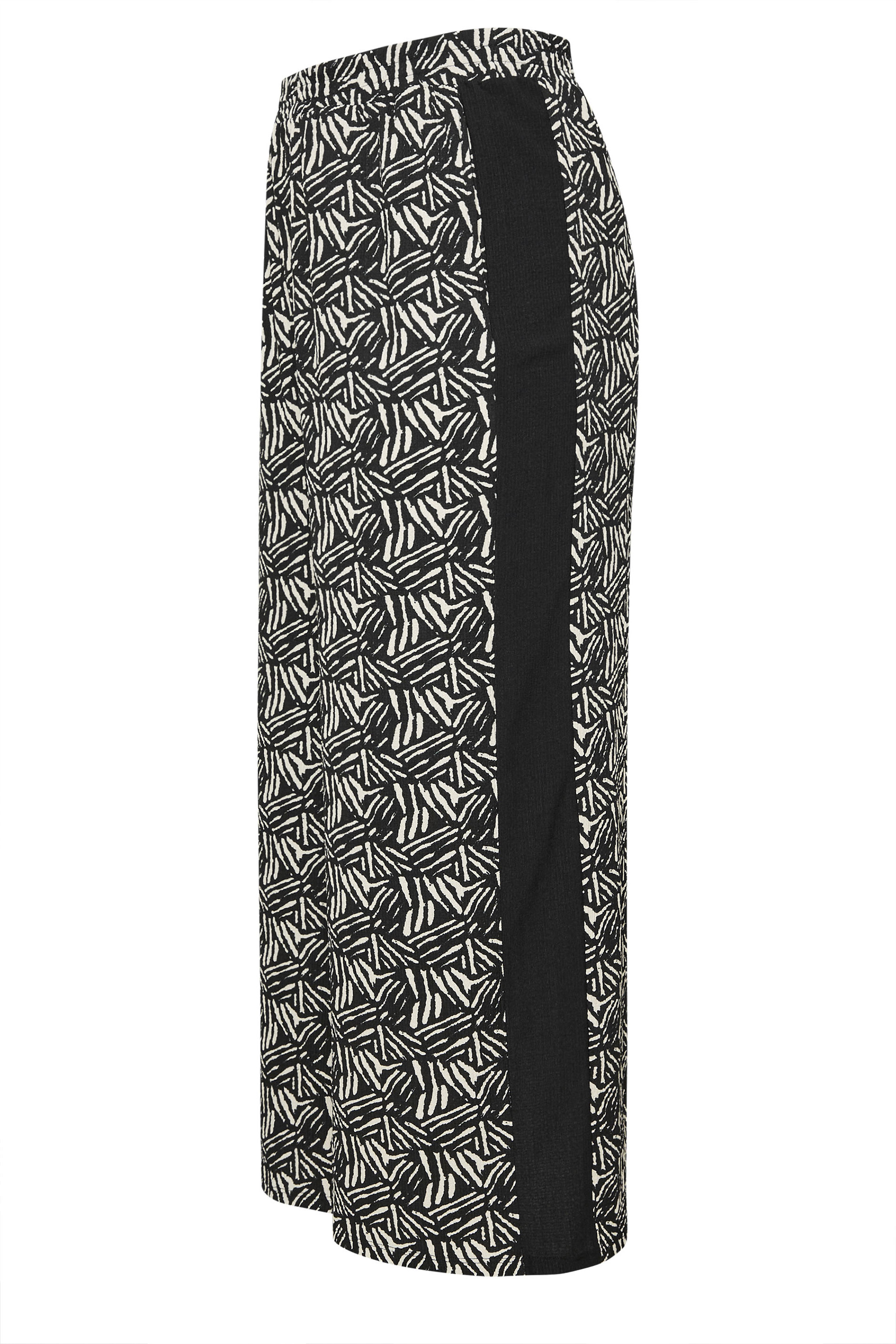 Büyük Beden Bol Paça Beli Lastikli Cepli Desenli Pantolon 303772