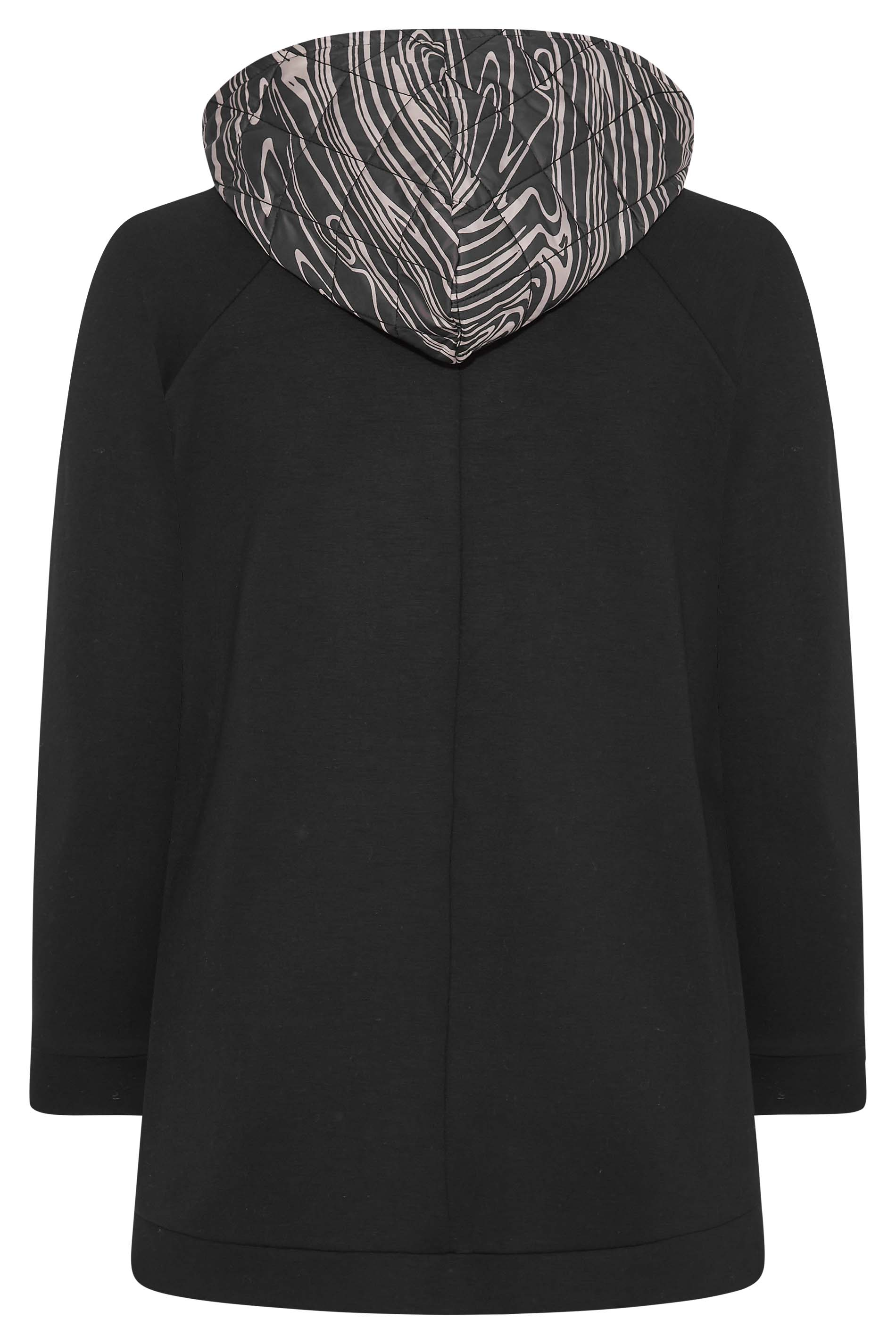 Büyük Beden Uzun Kollu Cepli Yanı Yırtmaçlı Kapüşonu Desenli Sweatshirt 300318