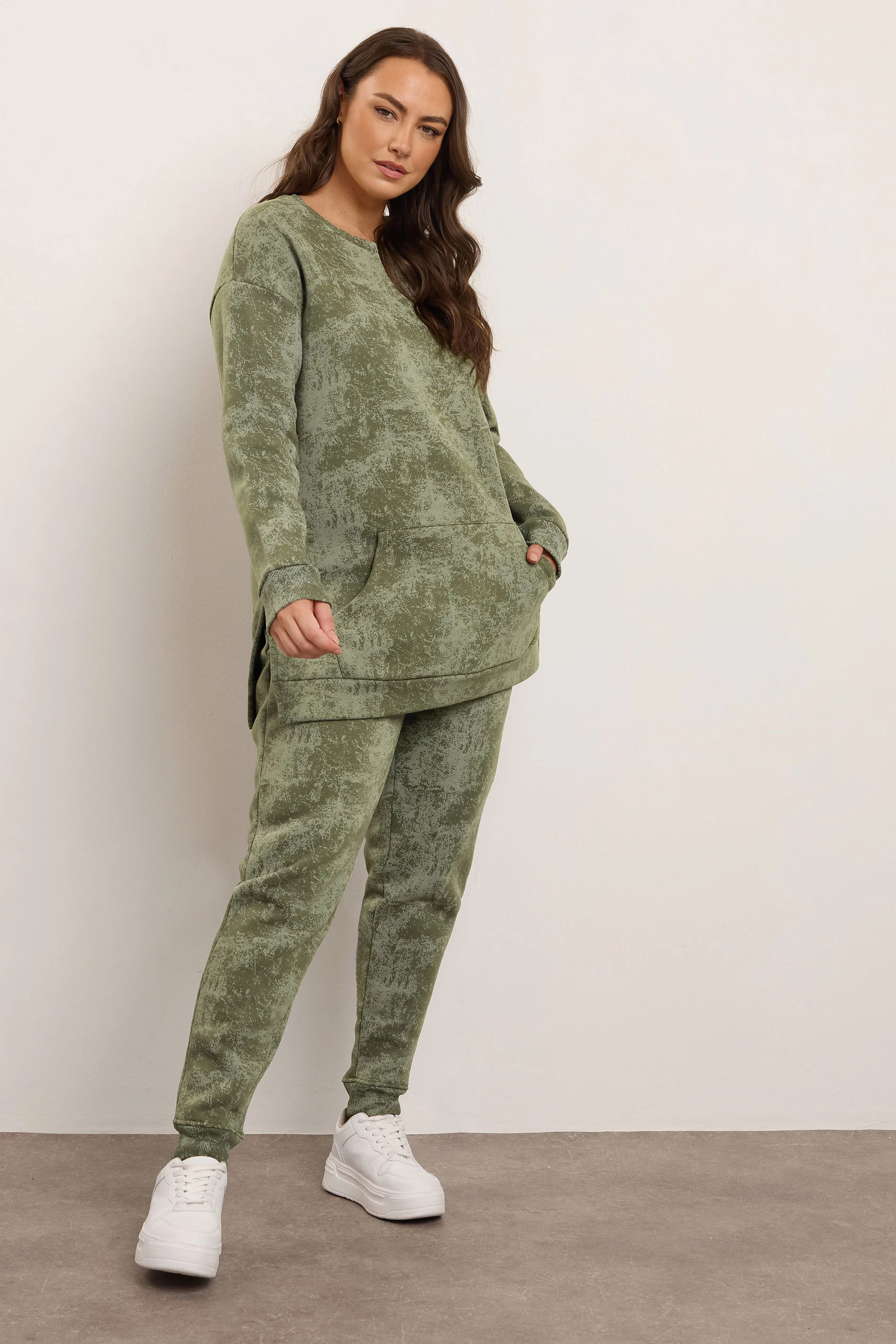 Büyük Beden Beli Büzgülü Dar Paça Cepli Desenli Pantolon 304055