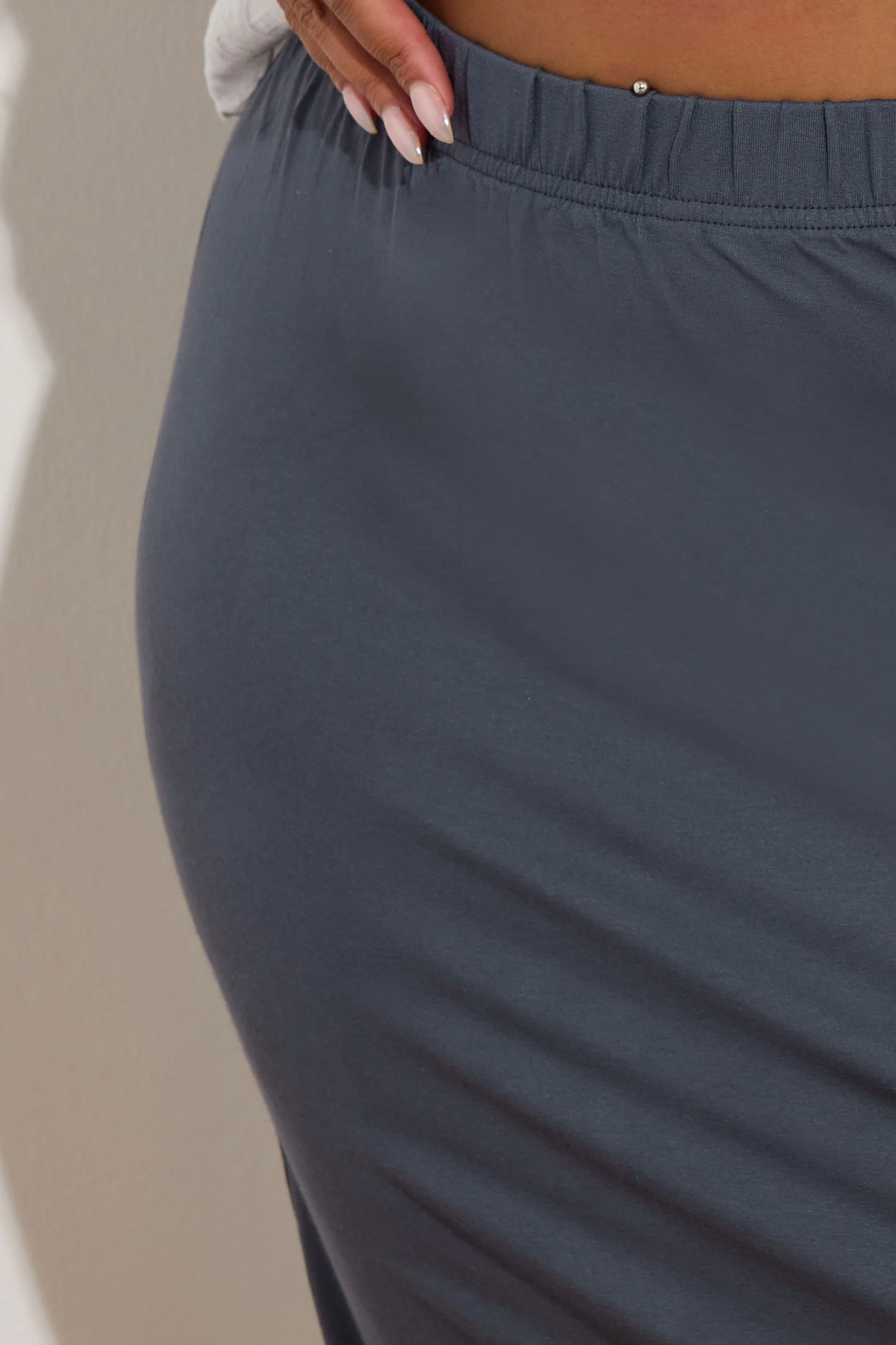 Büyük Beden Beli Lastikli Rahat Kalıp Midi Boy Etek 160301