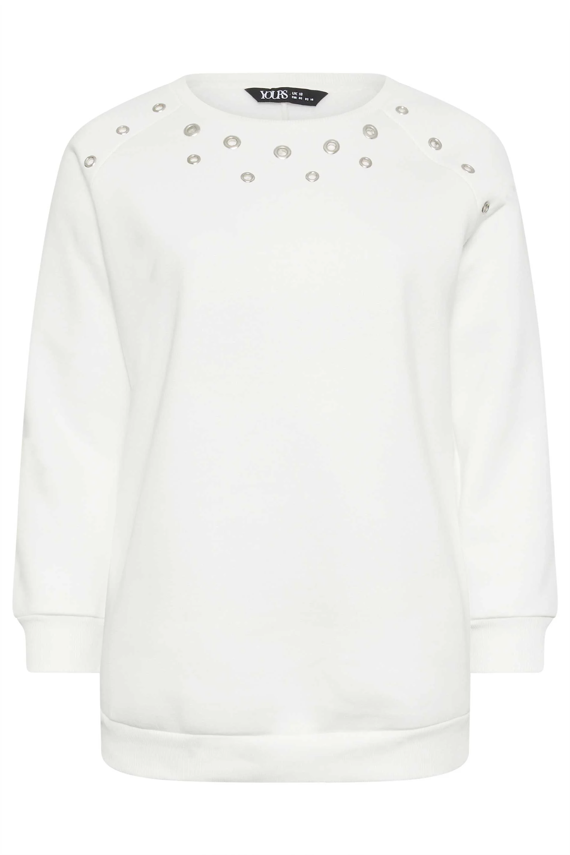 Büyük Beden Bisiklet Yaka Kuşgözü Detaylı Uzun Kollu Sweatshirt 302996