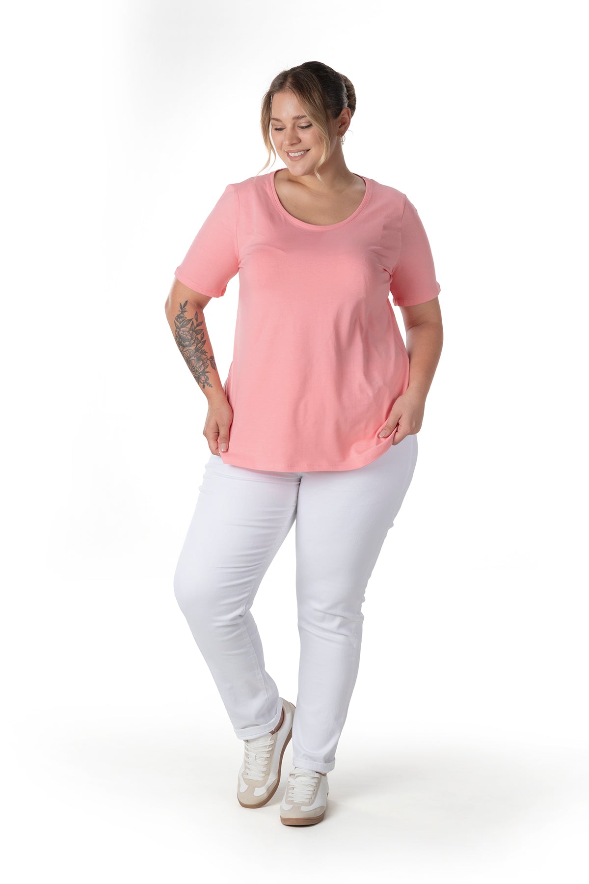 Büyük Beden Kısa Kol Basic T-shirt 10971529