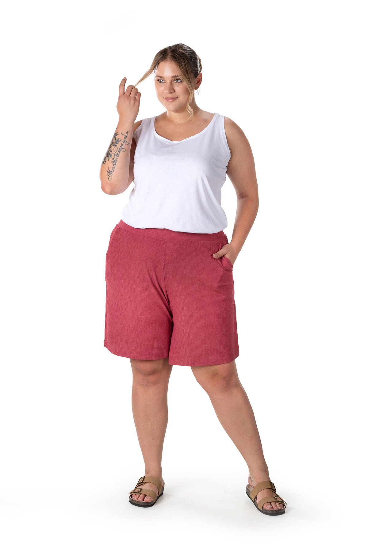 Büyük Beden Beli Lastikli Cepli Şort 216186