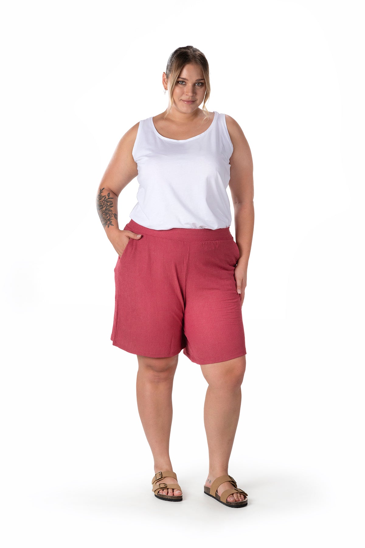 Büyük Beden Beli Lastikli Cepli Şort 216186