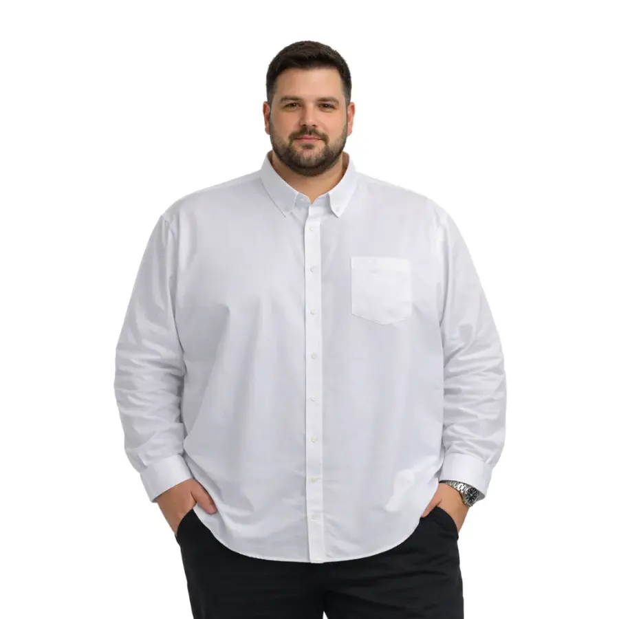 BattalModa büyük beden erkek uzun kollu oxford gömlek örneği