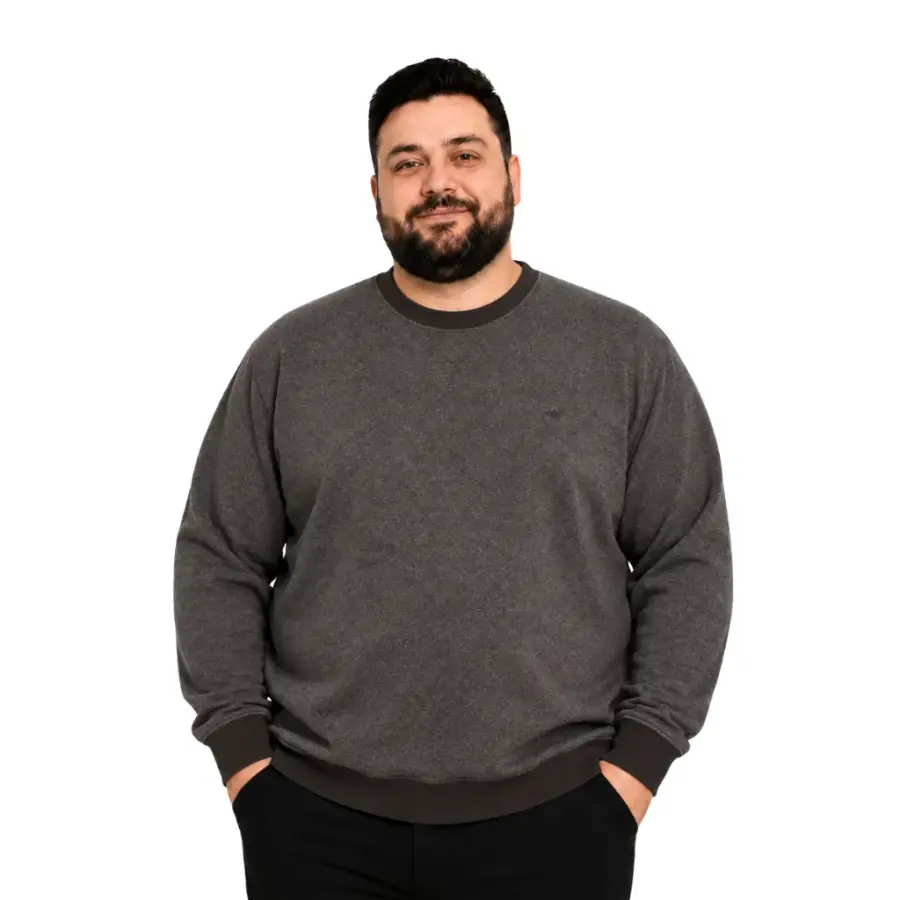 BattalModa büyük beden erkek bisiklet yaka sweatshirt örneği
