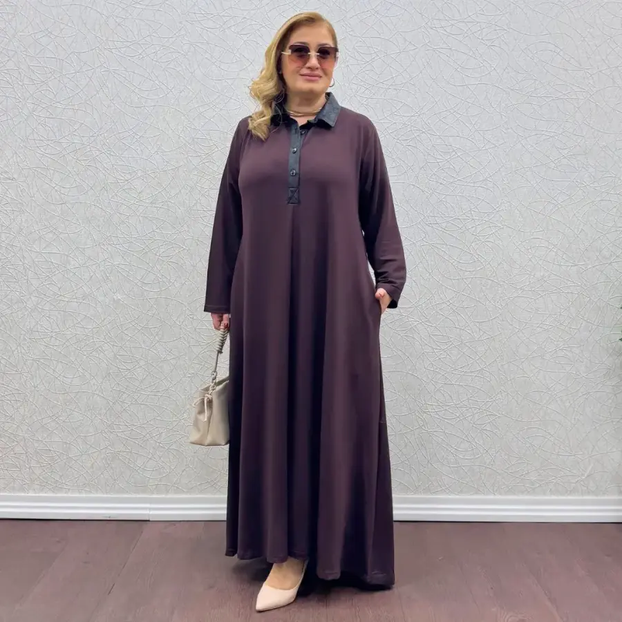 Nihal Çağlayan büyük beden kadın elbise örneği